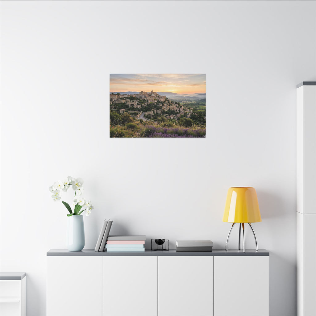 Provence Village Canvas Wall Art - French Countryside Print, Hilltop Town, European Decor, Stretched Canvas