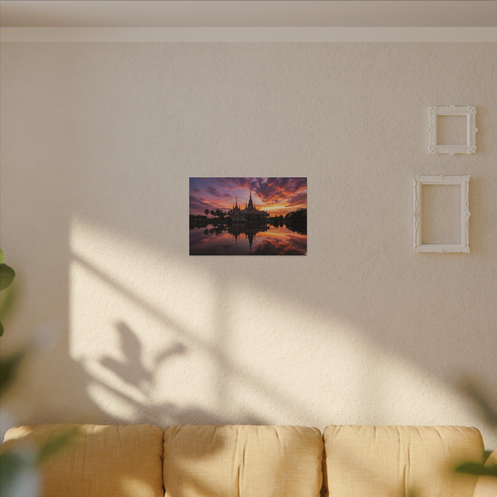 Thai Temple Canvas Wall Art - Bangkok Wat Sunset Print, Southeast Asia Decor, Stretched Canvas