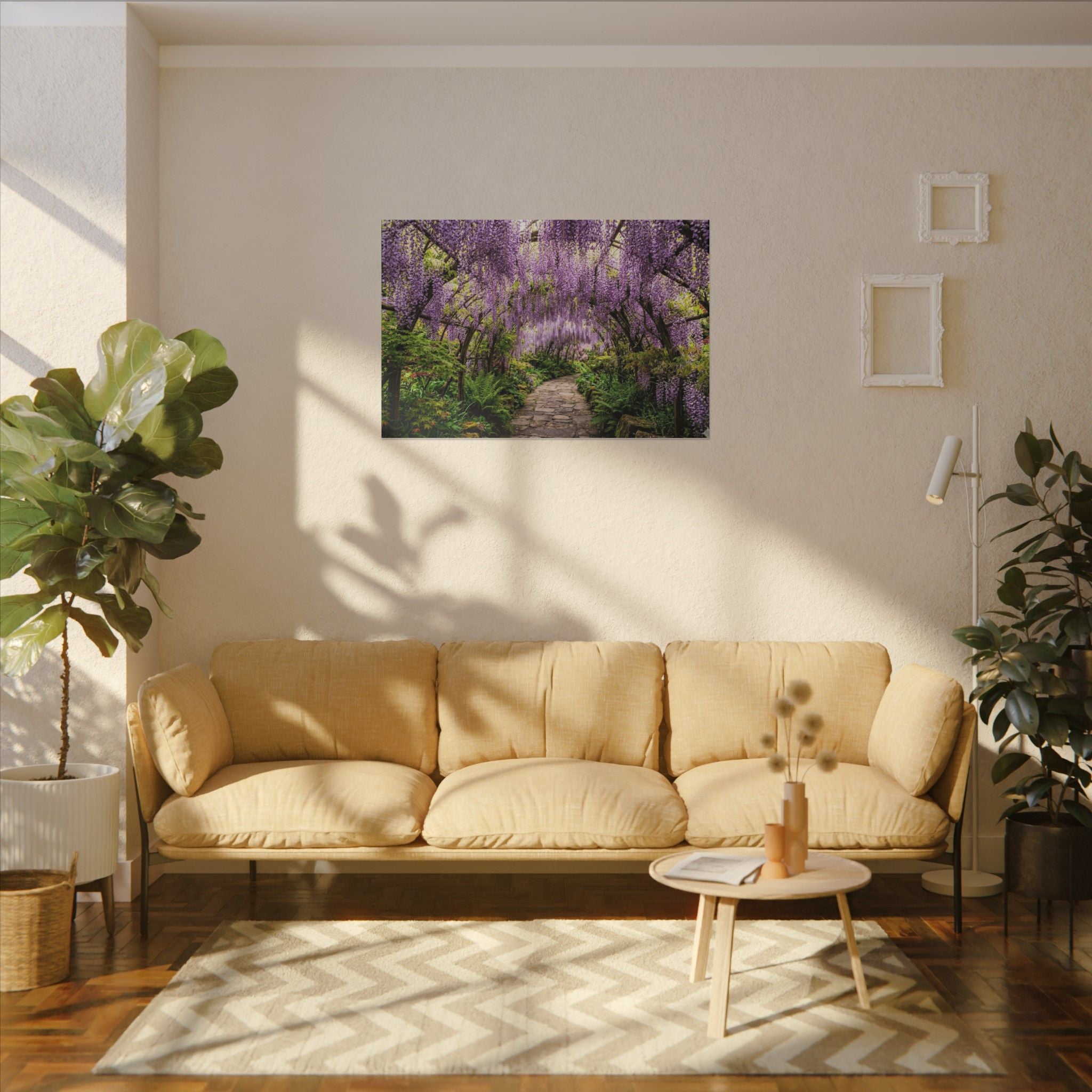 Wisteria Tunnel Canvas Wall Art - Purple Flower Print, Japanese Garden, Floral Decor, Stretched Canvas