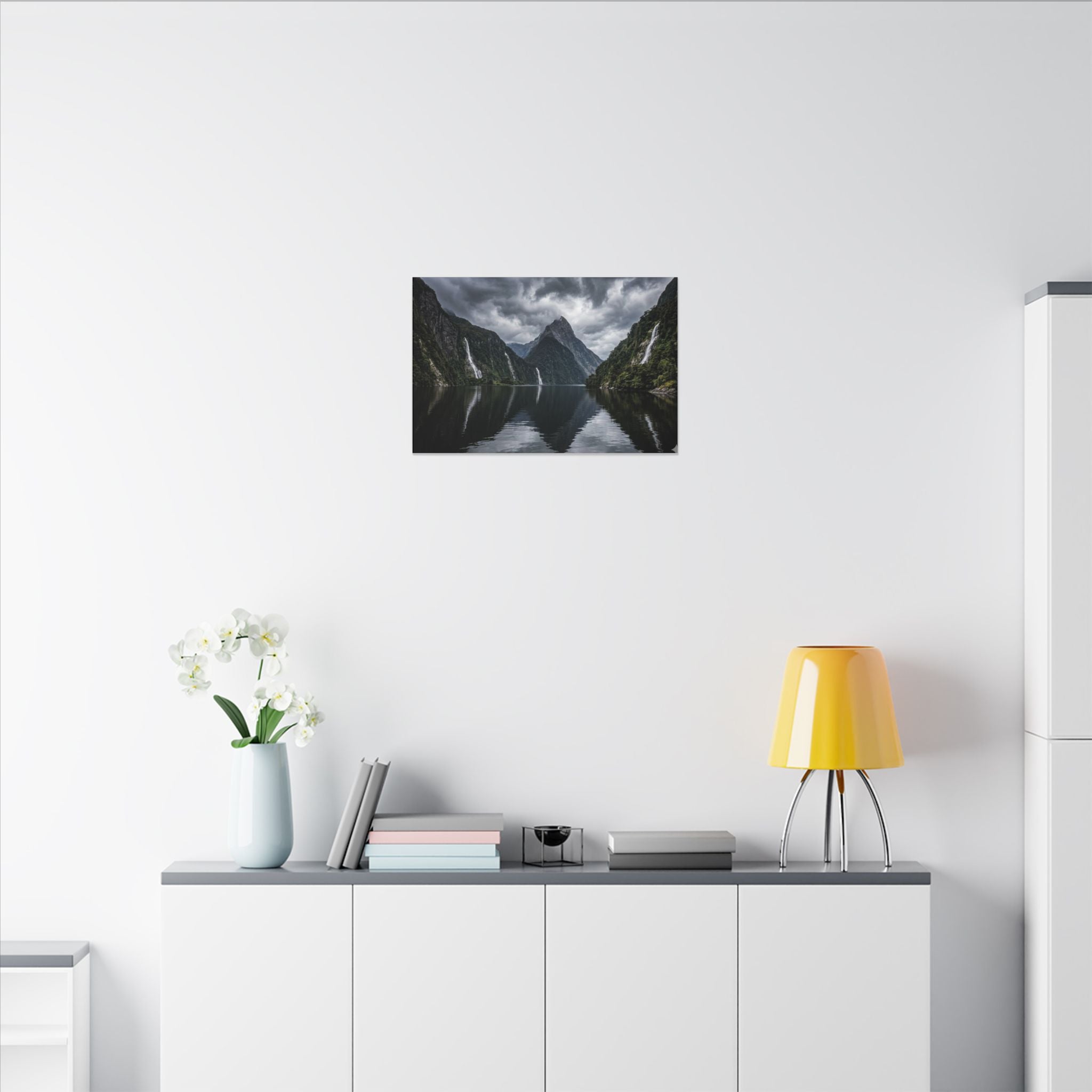 Milford Sound Canvas Wall Art - New Zealand Print, Mountain Fjord, Nature Photography, Stretched Canvas