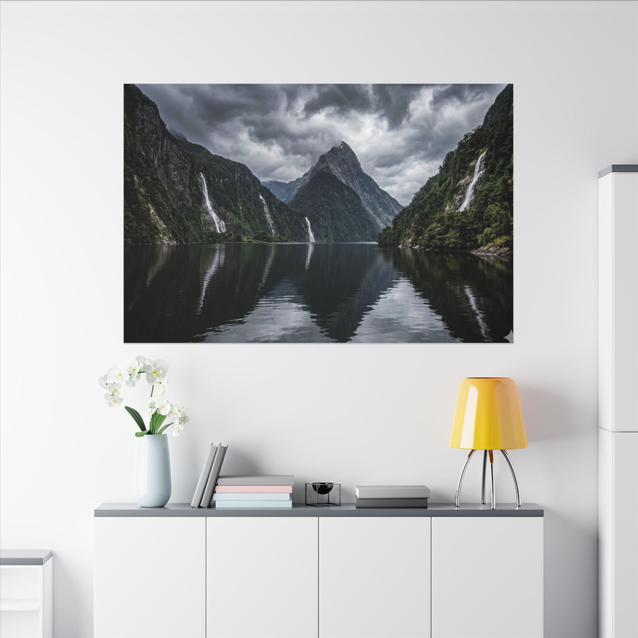 Milford Sound Canvas Wall Art - New Zealand Print, Mountain Fjord, Nature Photography, Stretched Canvas