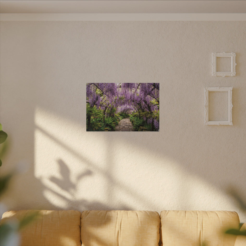 Wisteria Tunnel Canvas Wall Art - Purple Flower Print, Japanese Garden, Floral Decor, Stretched Canvas