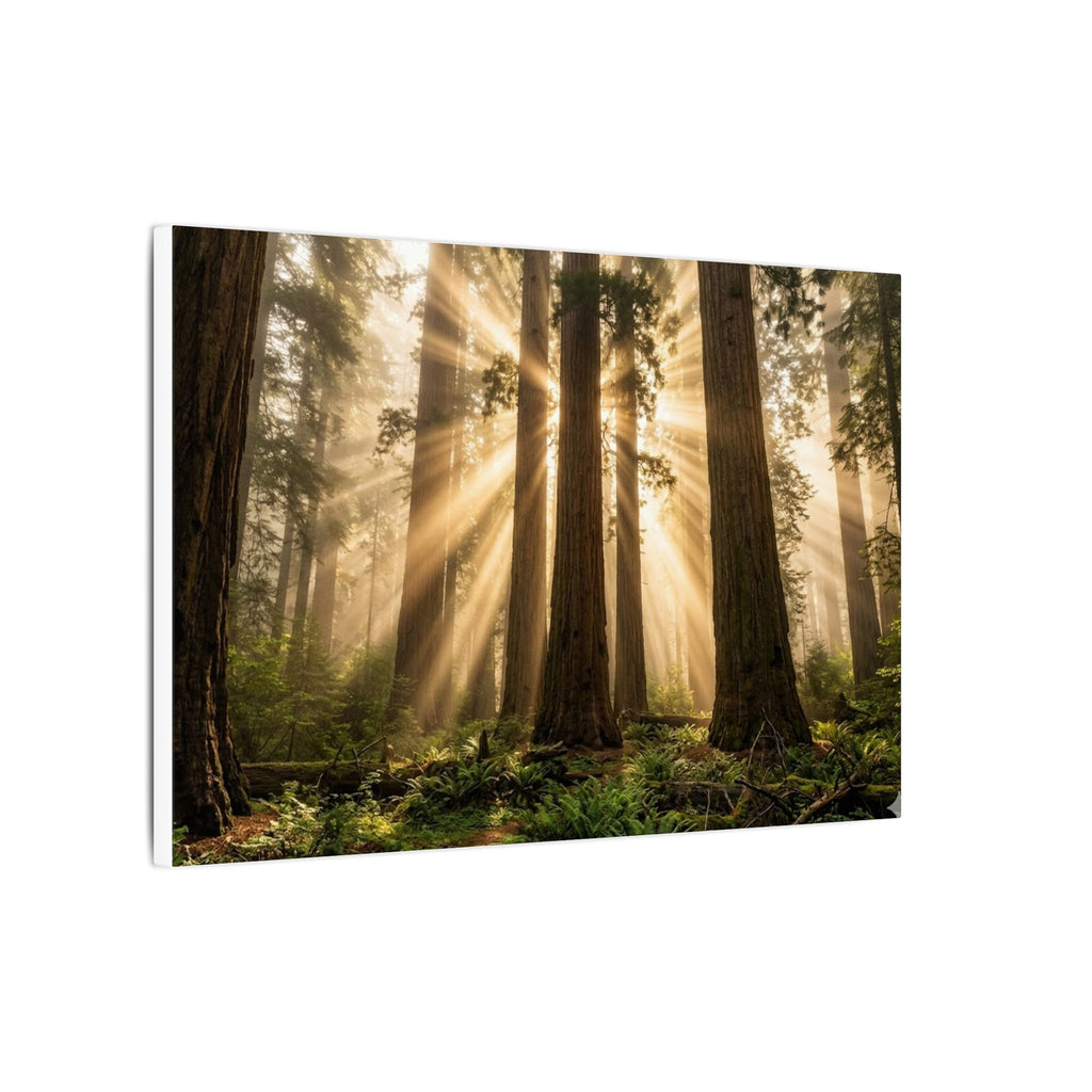 Sequoia Forest Canvas Wall Art - Giant Tree Print, Sunbeam Nature, Forest Decor, Stretched Canvas