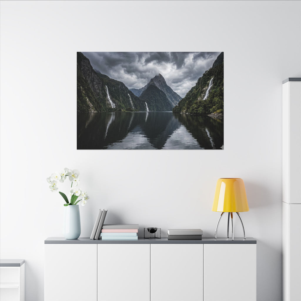 Milford Sound Canvas Wall Art - New Zealand Print, Mountain Fjord, Nature Photography, Stretched Canvas