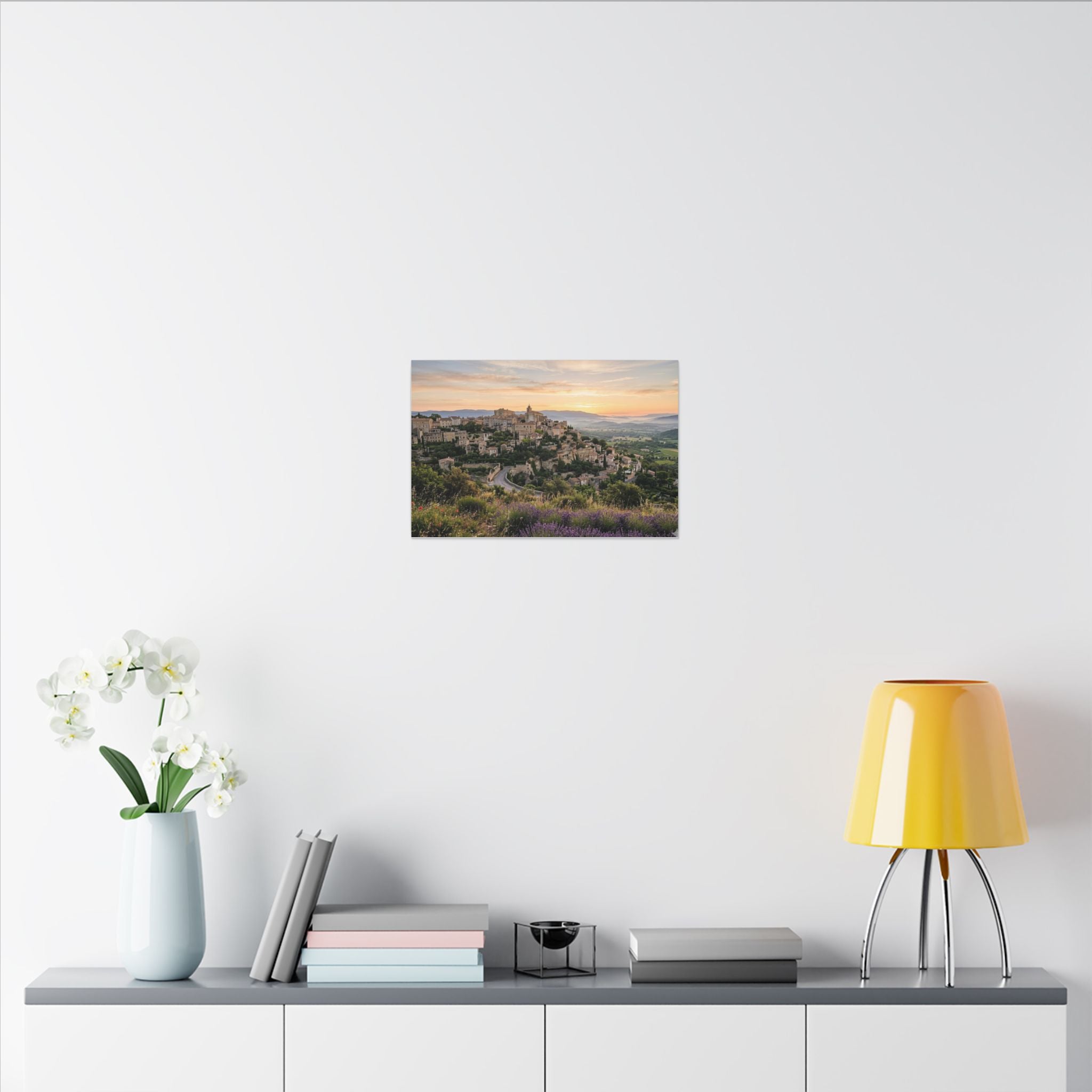 Provence Village Canvas Wall Art - French Countryside Print, Hilltop Town, European Decor, Stretched Canvas