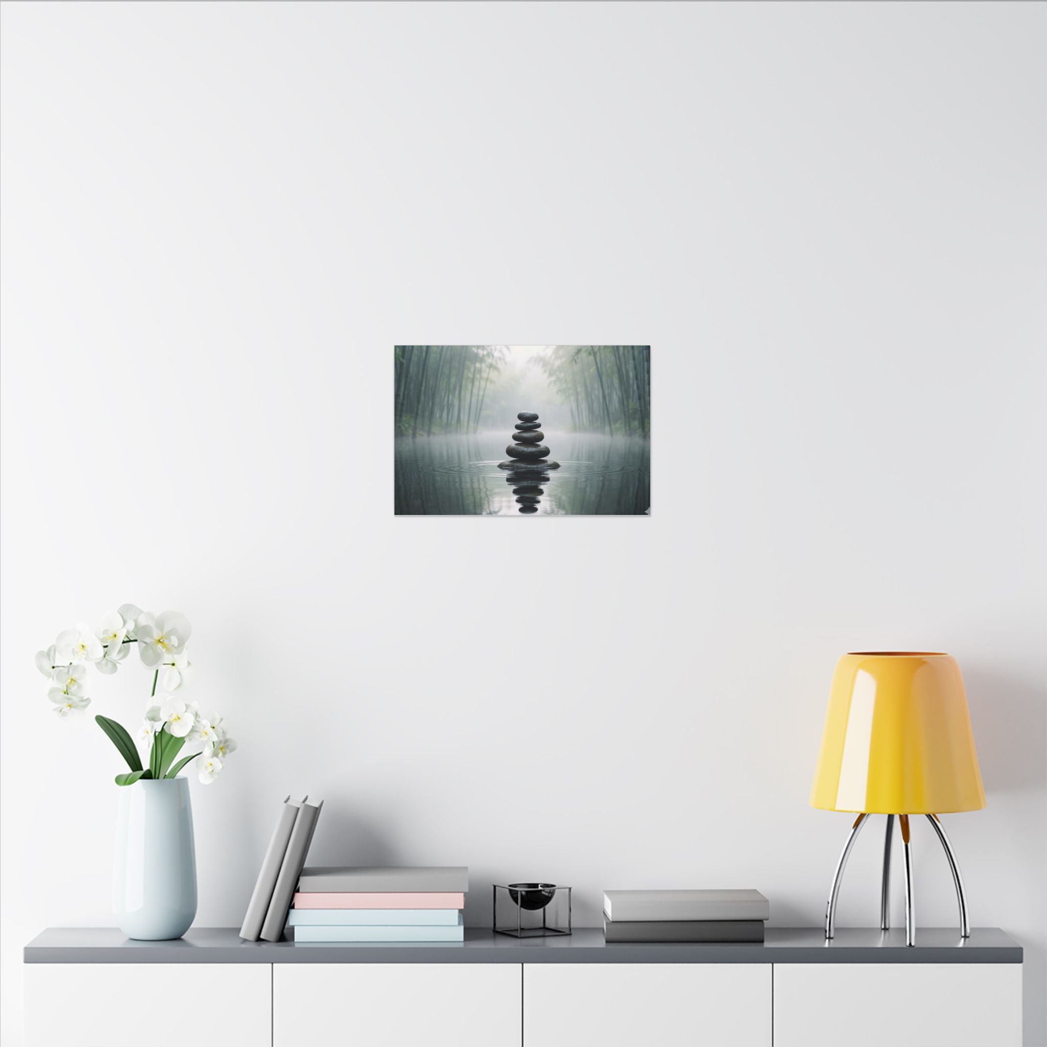 Zen Stones Canvas Wall Art - Meditation Print, Calm Water, Mindfulness Decor, Stretched Canvas