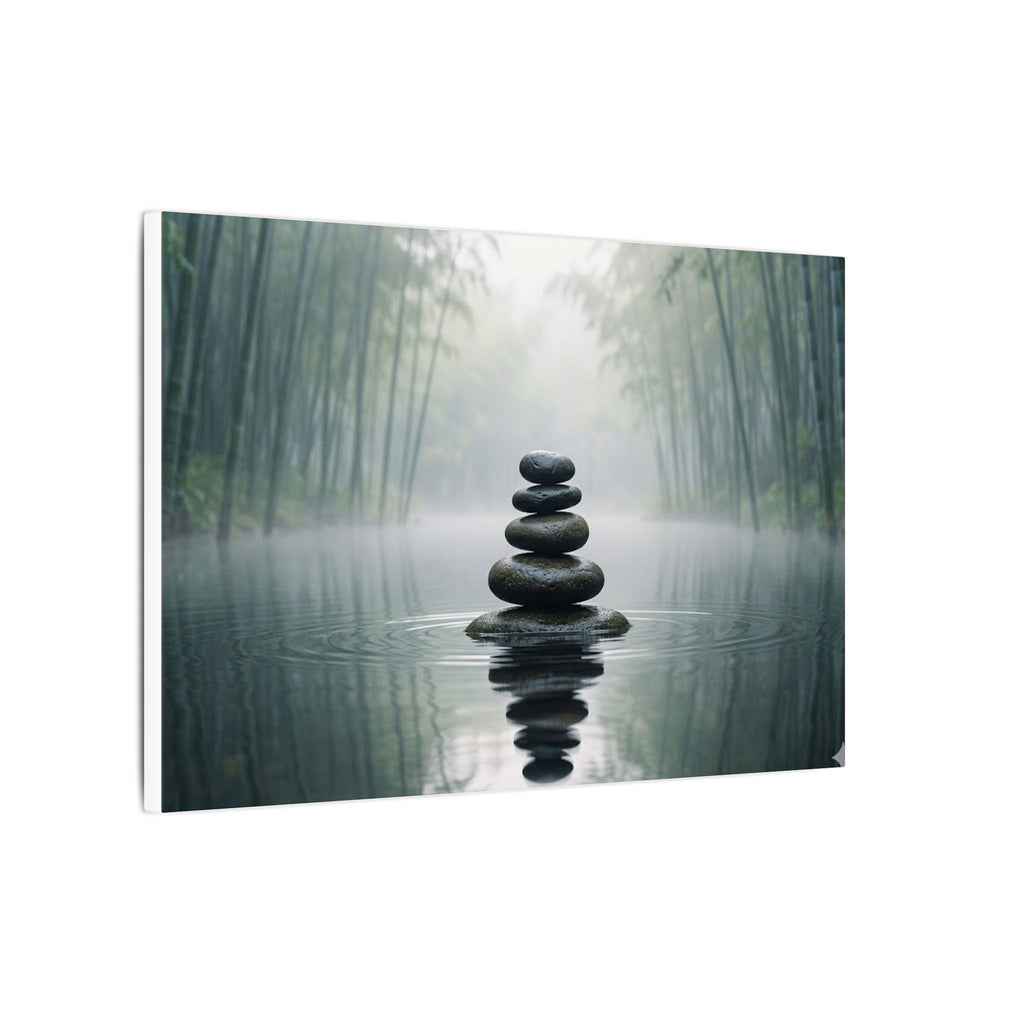 Zen Stones Canvas Wall Art - Meditation Print, Calm Water, Mindfulness Decor, Stretched Canvas