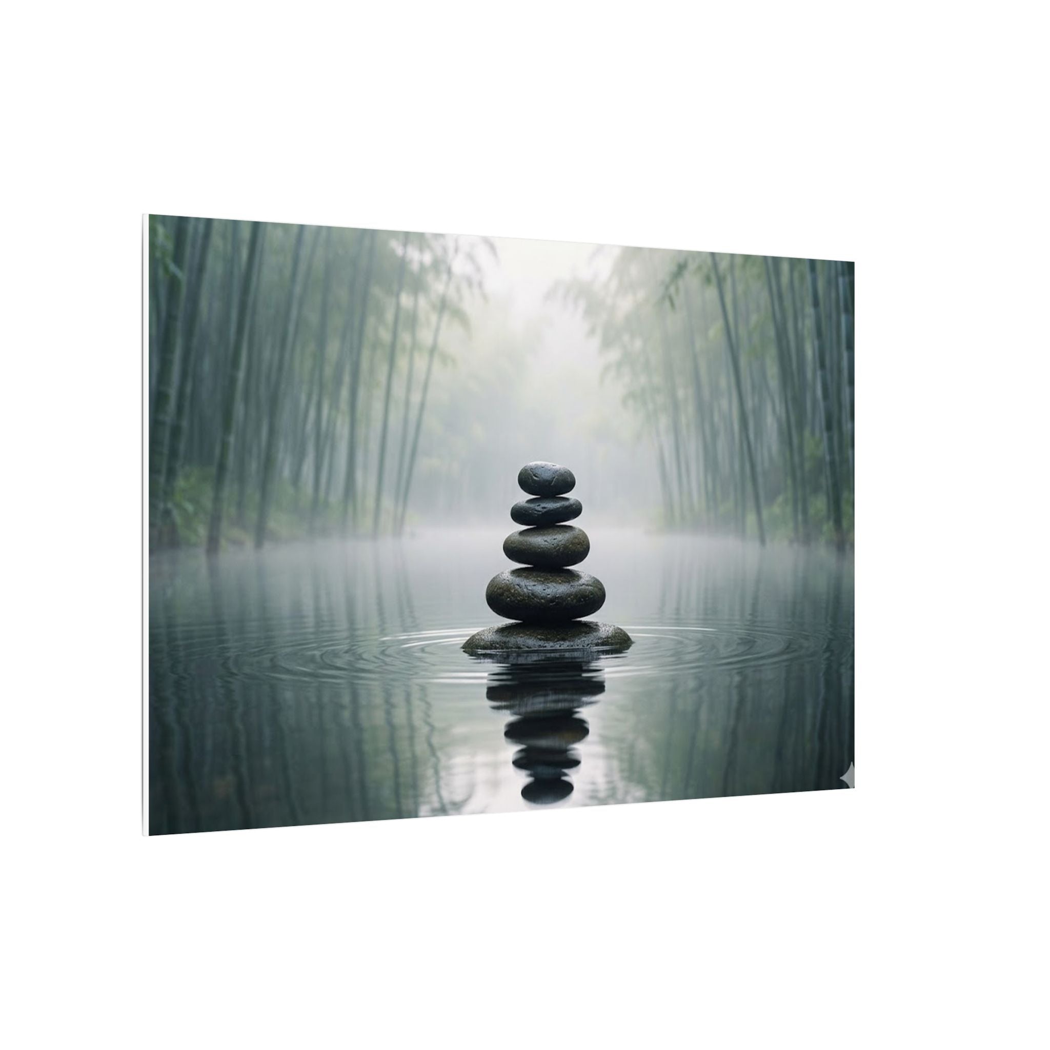 Zen Stones Canvas Wall Art - Meditation Print, Calm Water, Mindfulness Decor, Stretched Canvas