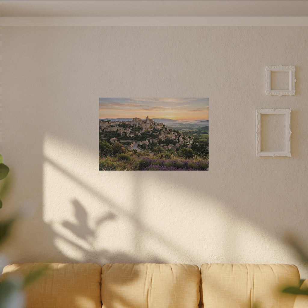 Provence Village Canvas Wall Art - French Countryside Print, Hilltop Town, European Decor, Stretched Canvas