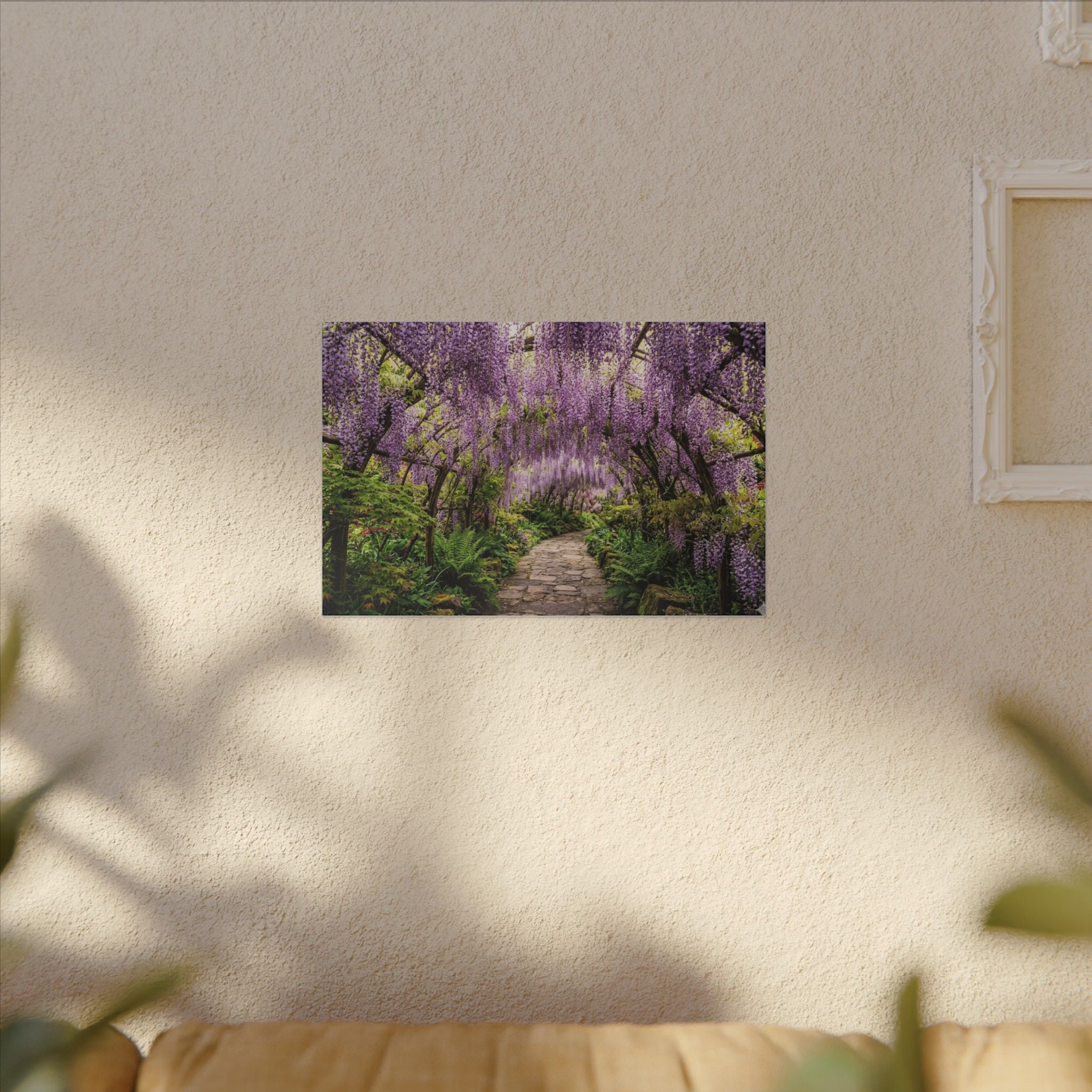 Wisteria Tunnel Canvas Wall Art - Purple Flower Print, Japanese Garden, Floral Decor, Stretched Canvas