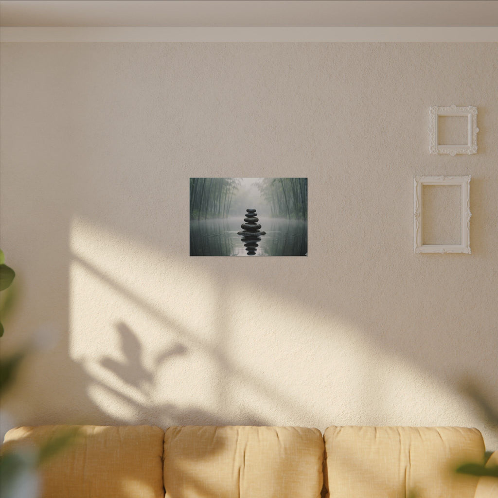 Zen Stones Canvas Wall Art - Meditation Print, Calm Water, Mindfulness Decor, Stretched Canvas