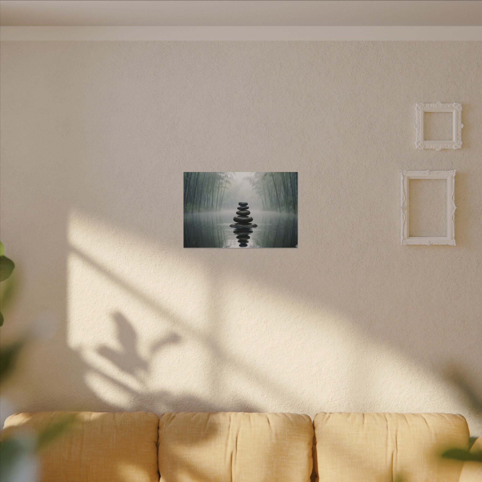 Zen Stones Canvas Wall Art - Meditation Print, Calm Water, Mindfulness Decor, Stretched Canvas