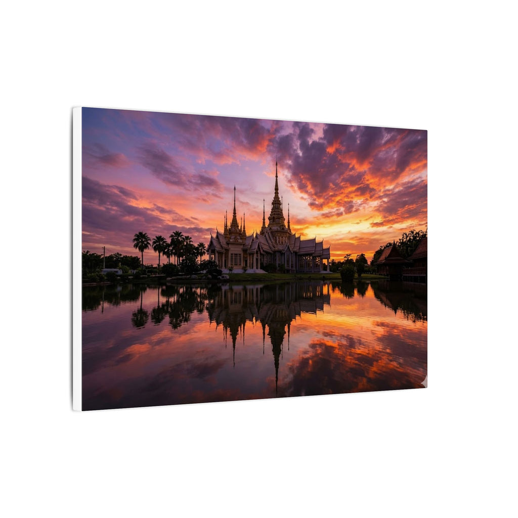 Thai Temple Canvas Wall Art - Bangkok Wat Sunset Print, Southeast Asia Decor, Stretched Canvas