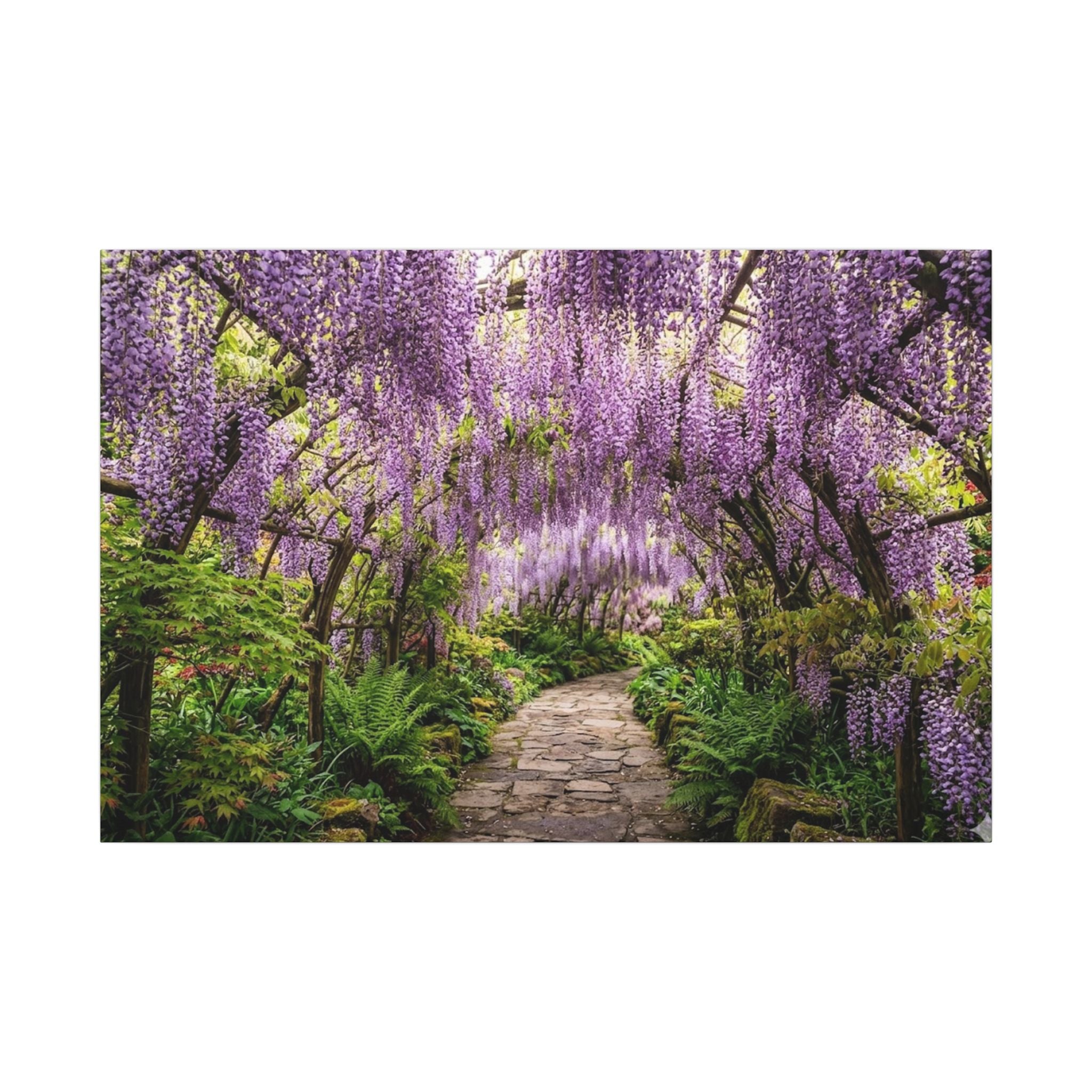 Wisteria Tunnel Canvas Wall Art - Purple Flower Print, Japanese Garden, Floral Decor, Stretched Canvas