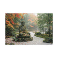 Zen Buddha Garden Canvas Wall Art - Stone Statue Print, Japanese Garden, Meditation Decor, Stretched Canvas