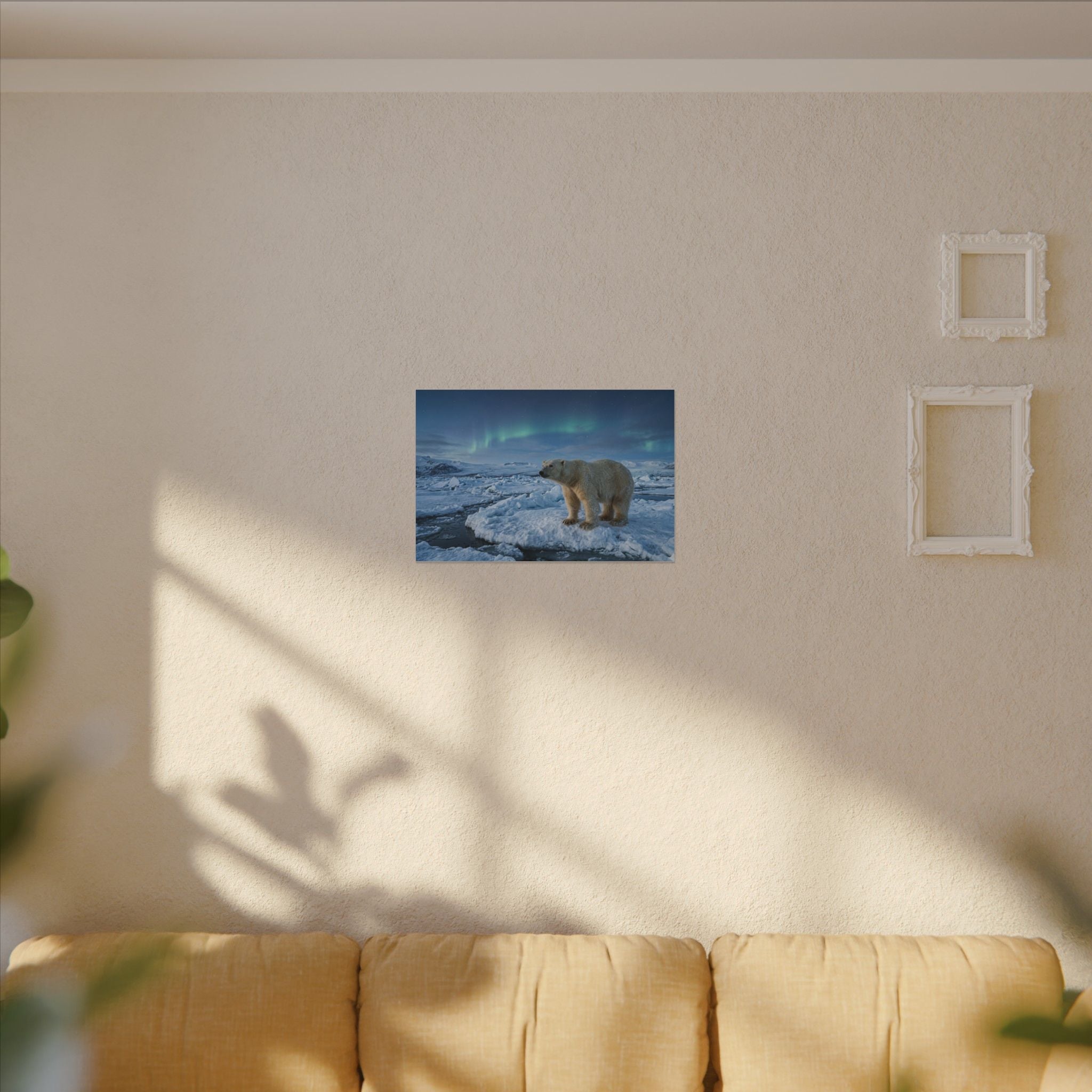 Polar Bear Canvas Wall Art - Arctic Wildlife Print, Snow Landscape, Nature Photography, Stretched Canvas