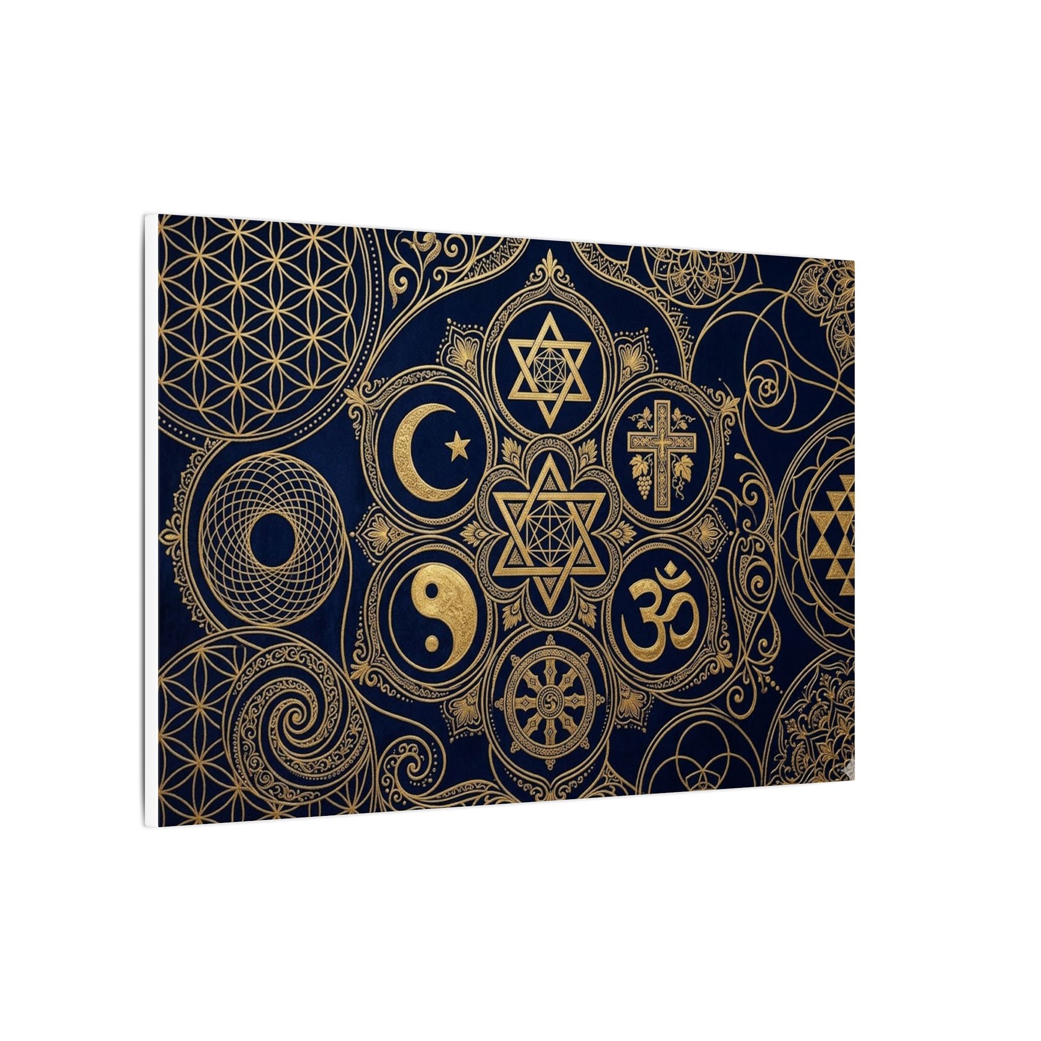 Sacred Symbols Canvas Wall Art - World Religions Print, Universal Peace, Spiritual Decor, Stretched Canvas