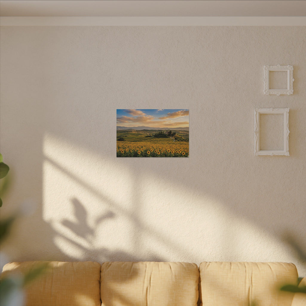 Tuscan Sunflower Canvas Wall Art - Italy Summer Print, Golden Field, Mediterranean Decor, Stretched Canvas