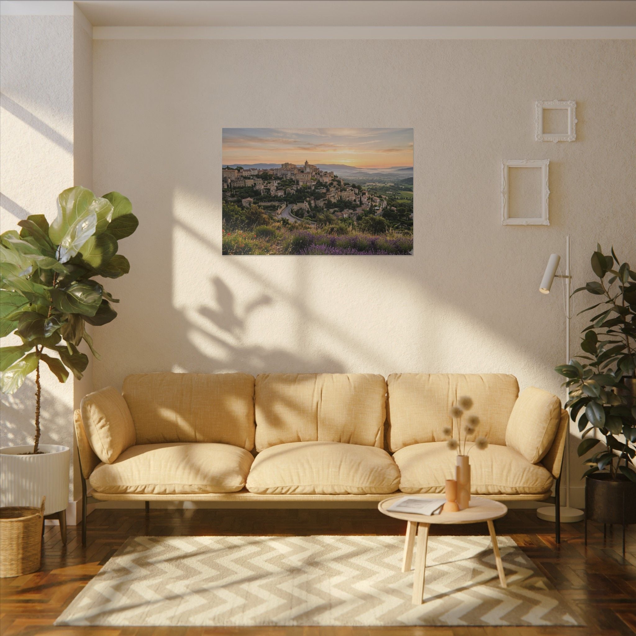 Provence Village Canvas Wall Art - French Countryside Print, Hilltop Town, European Decor, Stretched Canvas