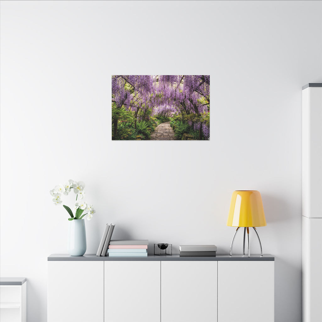 Wisteria Tunnel Canvas Wall Art - Purple Flower Print, Japanese Garden, Floral Decor, Stretched Canvas