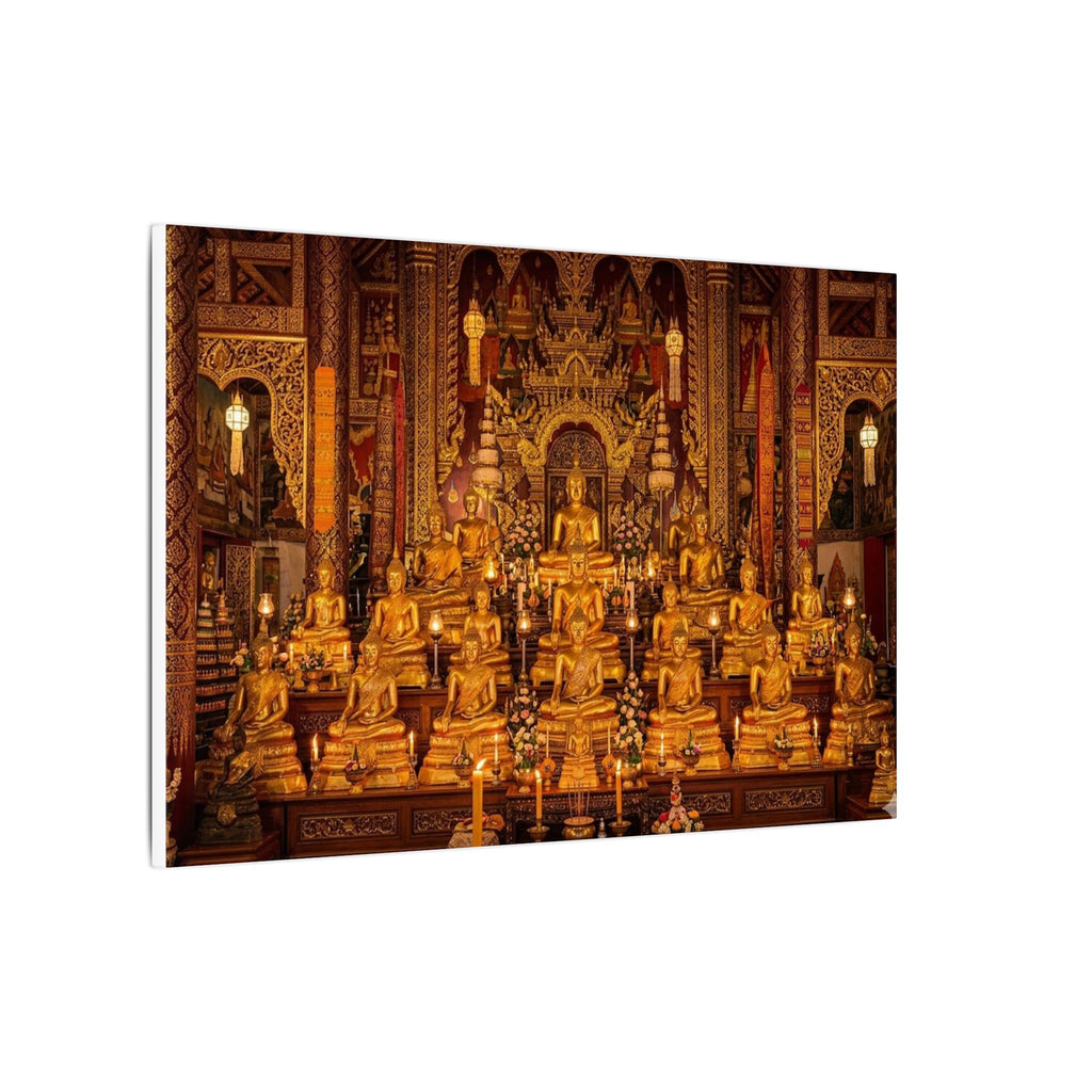 Thai Buddha Temple Canvas Wall Art - Golden Shrine Print, Bangkok Art, Southeast Asia Decor, Stretched Canvas