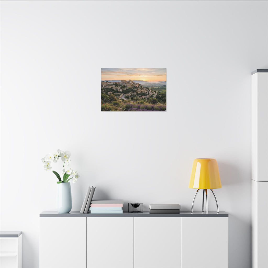 Provence Village Canvas Wall Art - French Countryside Print, Hilltop Town, European Decor, Stretched Canvas