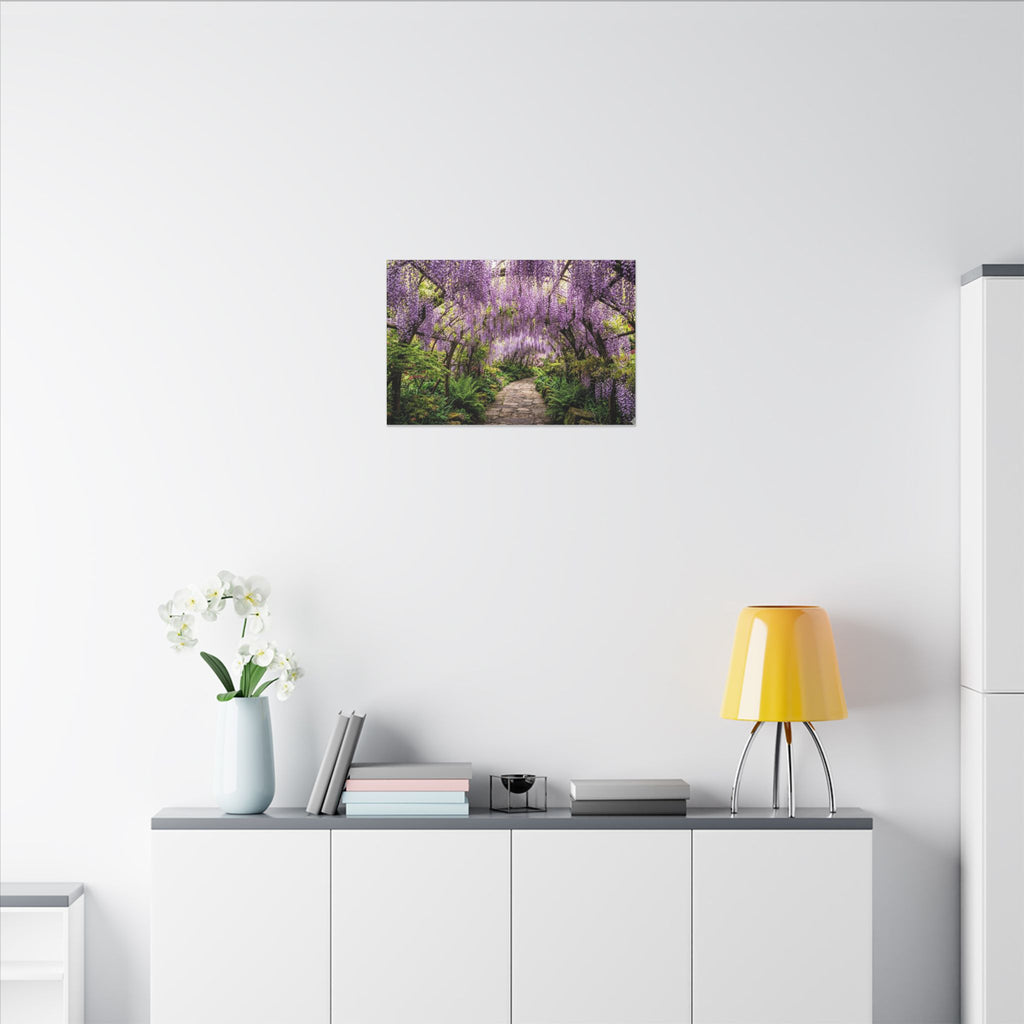 Wisteria Tunnel Canvas Wall Art - Purple Flower Print, Japanese Garden, Floral Decor, Stretched Canvas