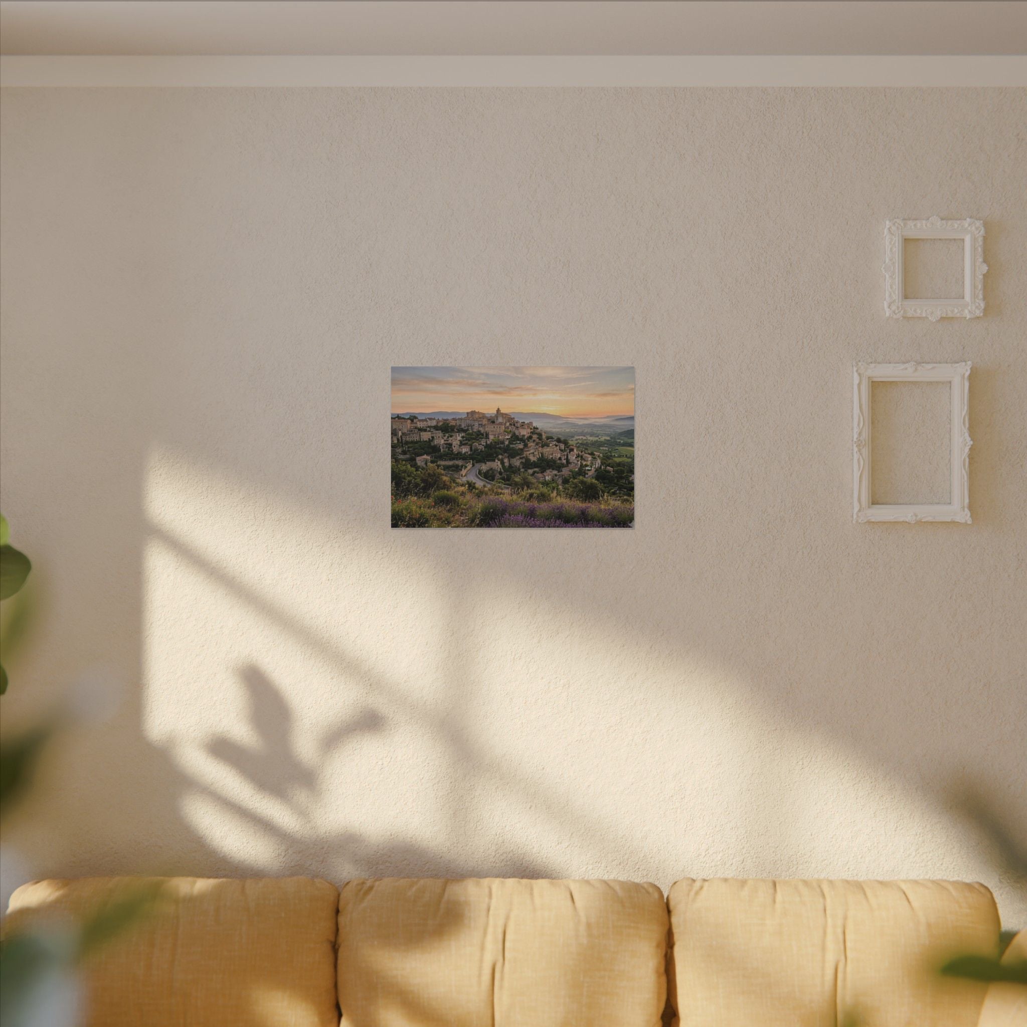 Provence Village Canvas Wall Art - French Countryside Print, Hilltop Town, European Decor, Stretched Canvas