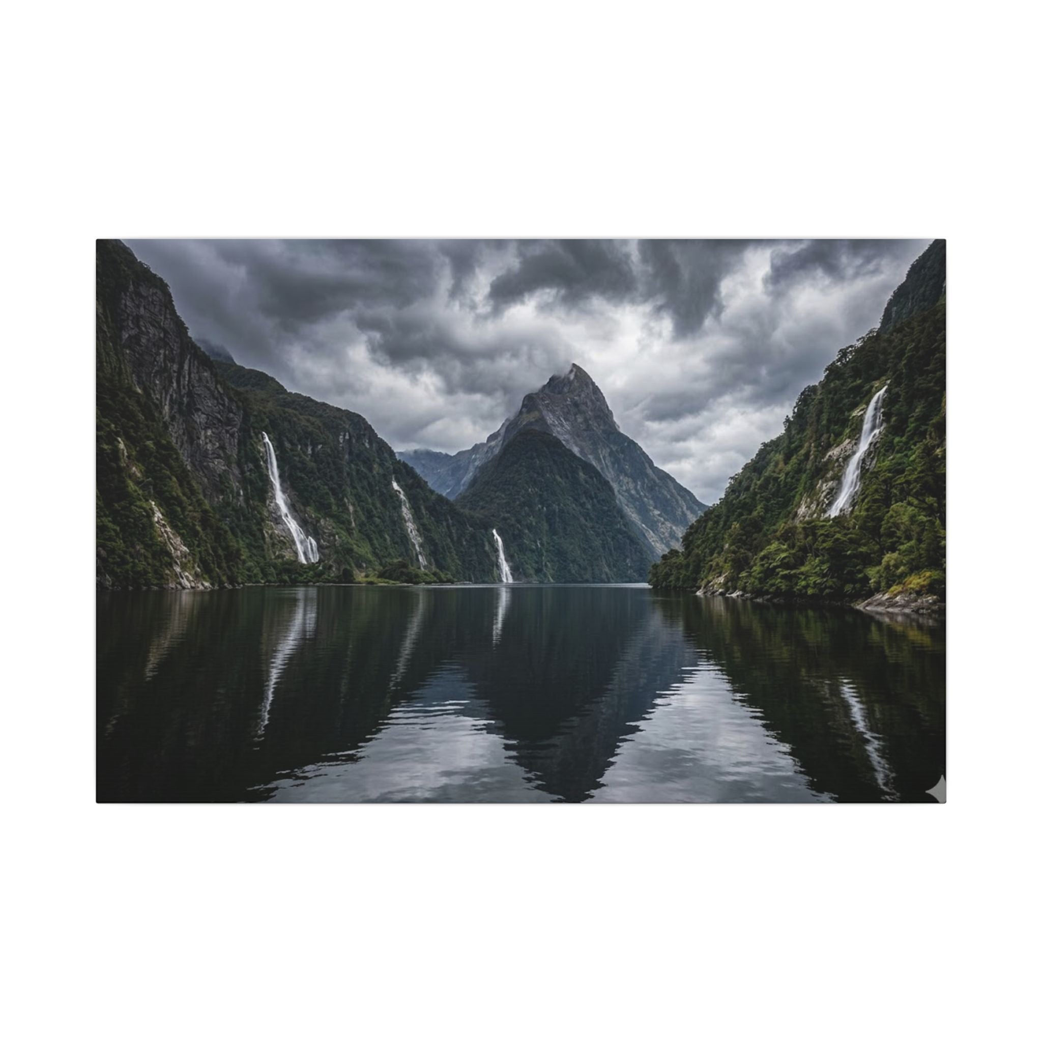 Milford Sound Canvas Wall Art - New Zealand Print, Mountain Fjord, Nature Photography, Stretched Canvas