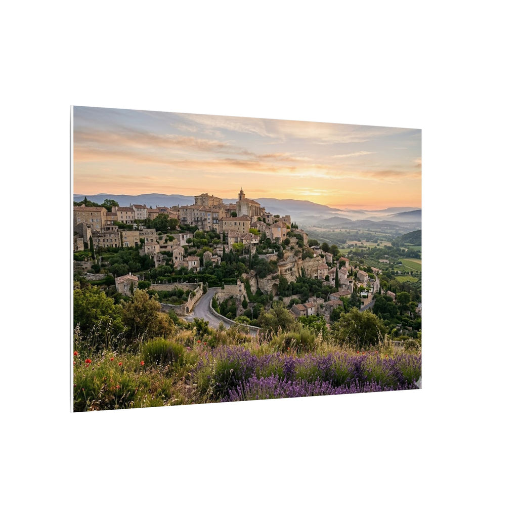 Provence Village Canvas Wall Art - French Countryside Print, Hilltop Town, European Decor, Stretched Canvas