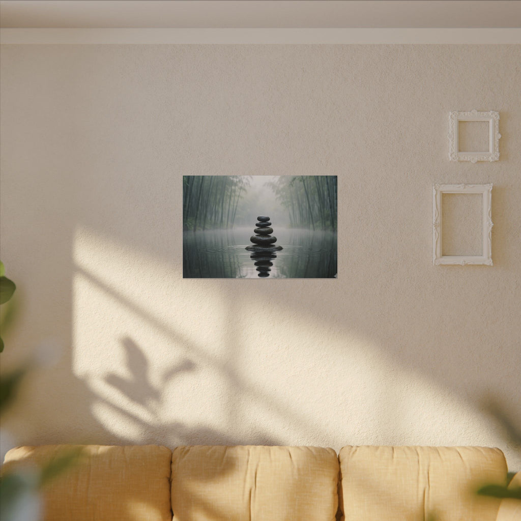Zen Stones Canvas Wall Art - Meditation Print, Calm Water, Mindfulness Decor, Stretched Canvas