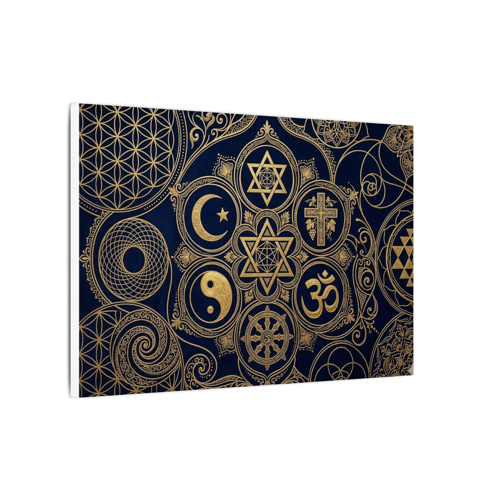 Sacred Symbols Canvas Wall Art - World Religions Print, Universal Peace, Spiritual Decor, Stretched Canvas