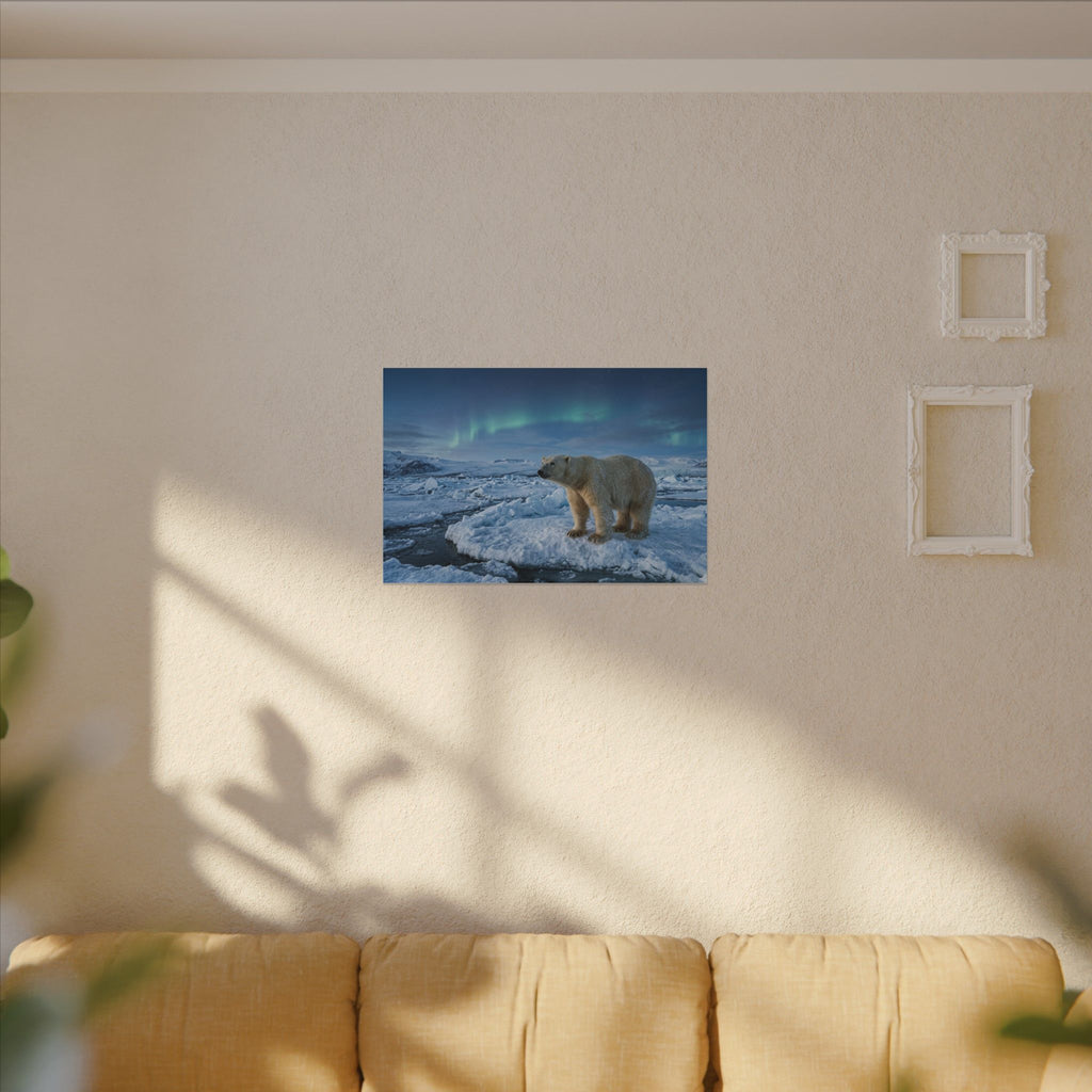 Polar Bear Canvas Wall Art - Arctic Wildlife Print, Snow Landscape, Nature Photography, Stretched Canvas