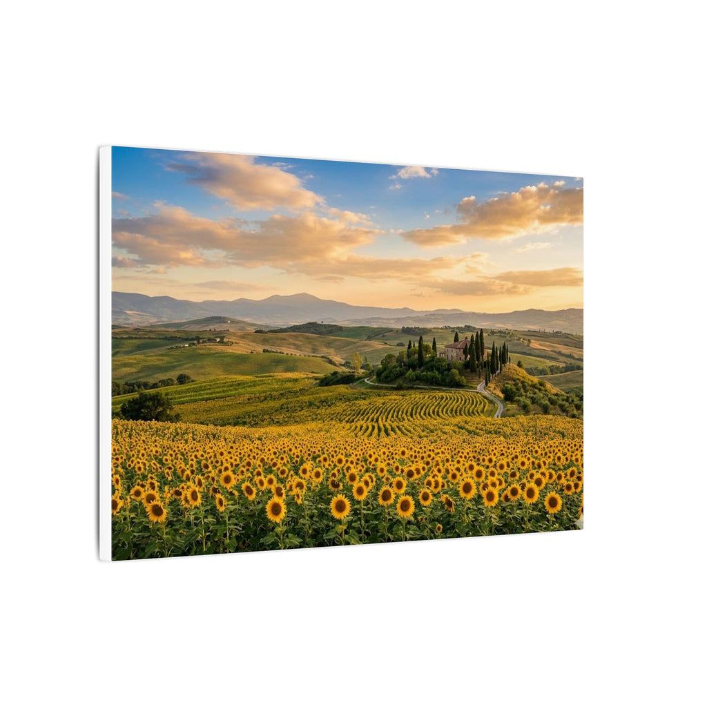 Tuscan Sunflower Canvas Wall Art - Italy Summer Print, Golden Field, Mediterranean Decor, Stretched Canvas