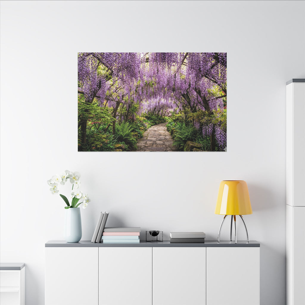 Wisteria Tunnel Canvas Wall Art - Purple Flower Print, Japanese Garden, Floral Decor, Stretched Canvas