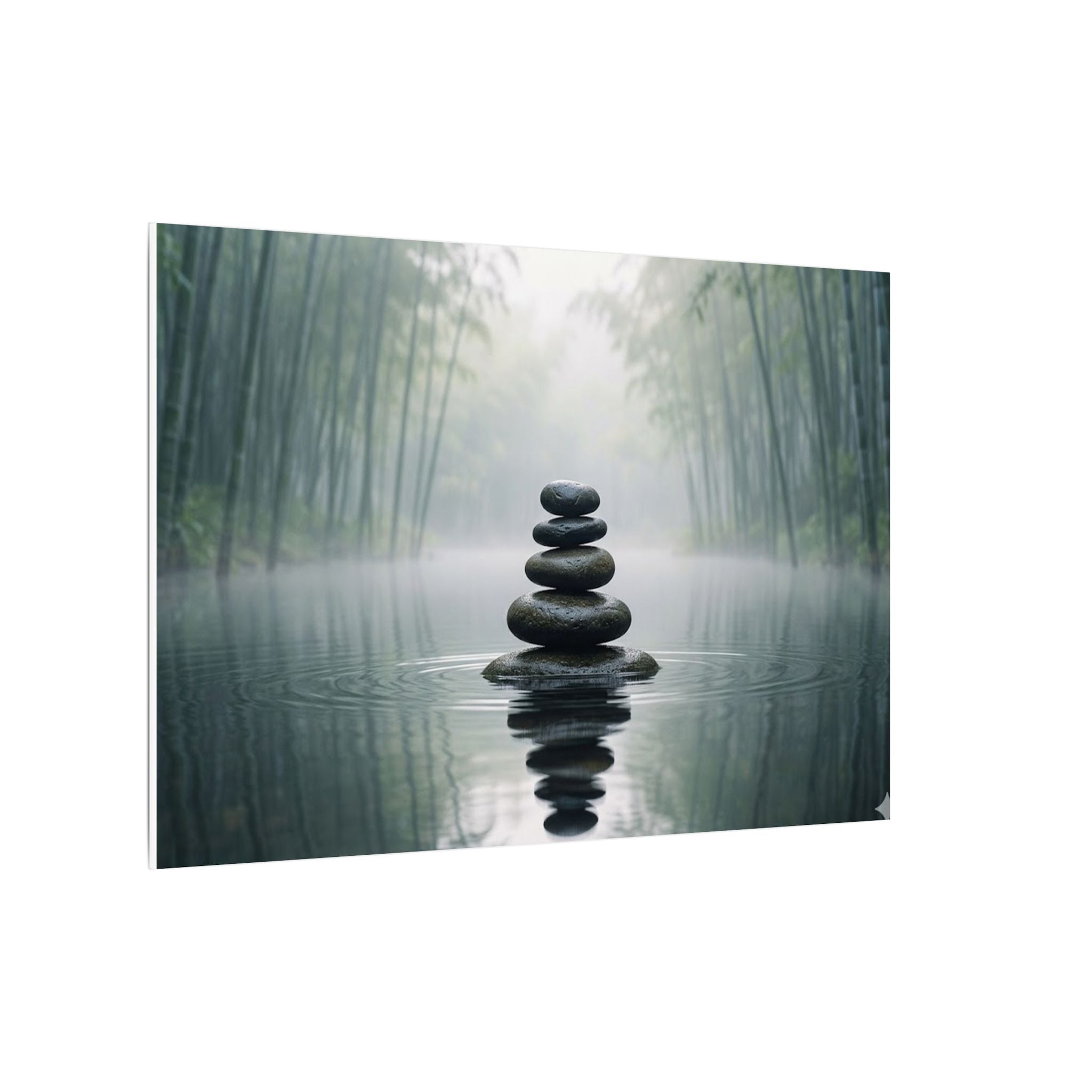 Zen Stones Canvas Wall Art - Meditation Print, Calm Water, Mindfulness Decor, Stretched Canvas