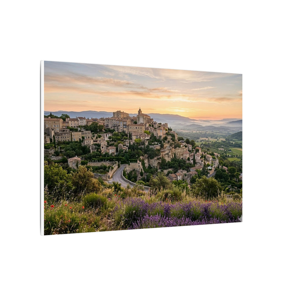 Provence Village Canvas Wall Art - French Countryside Print, Hilltop Town, European Decor, Stretched Canvas