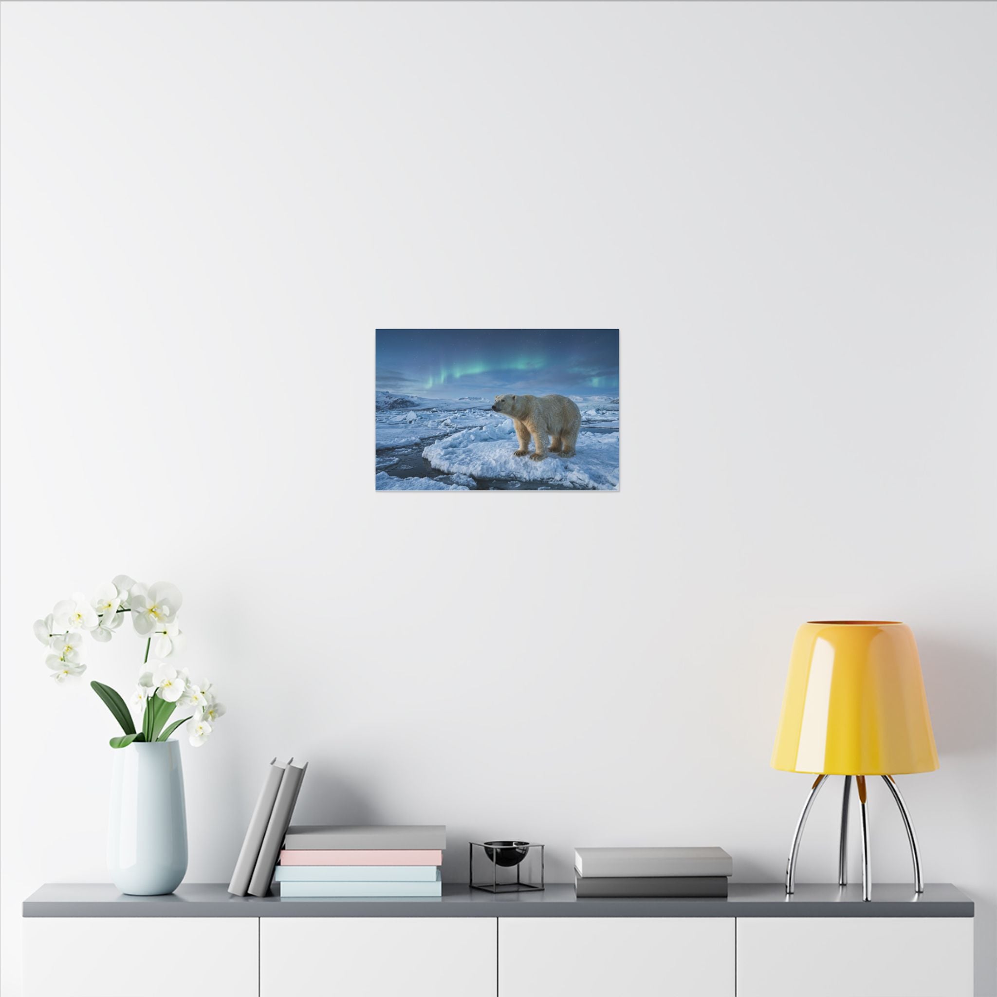 Polar Bear Canvas Wall Art - Arctic Wildlife Print, Snow Landscape, Nature Photography, Stretched Canvas