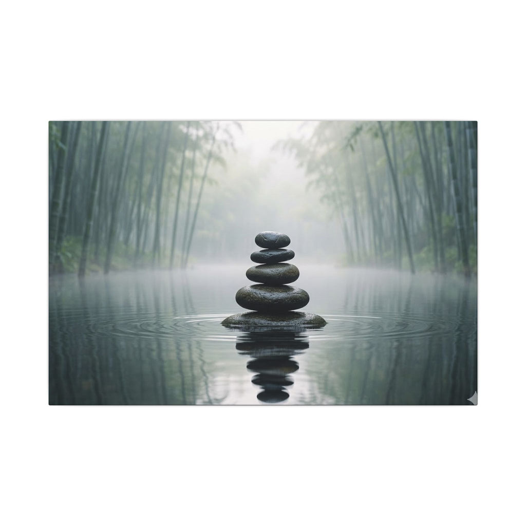 Zen Stones Canvas Wall Art - Meditation Print, Calm Water, Mindfulness Decor, Stretched Canvas