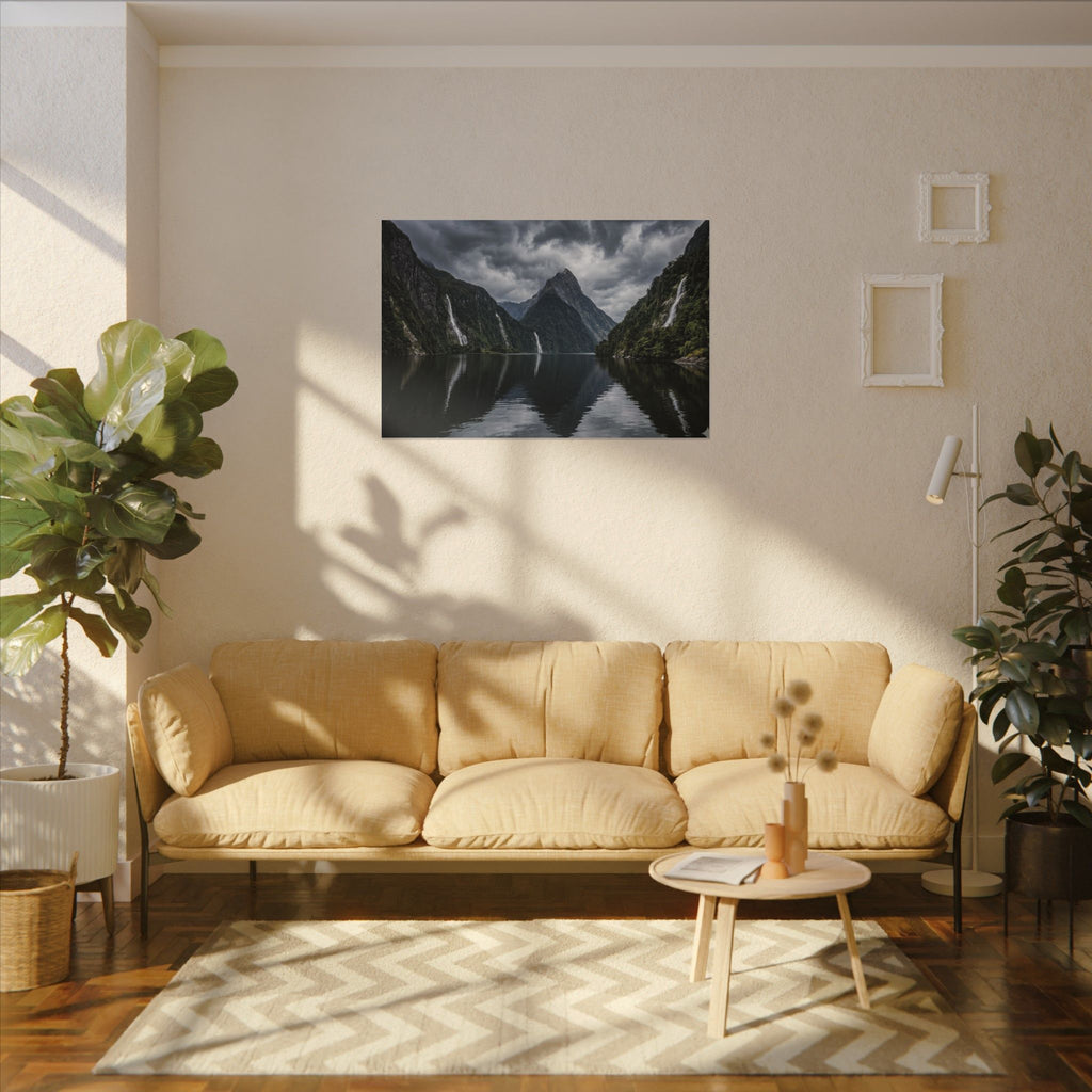 Milford Sound Canvas Wall Art - New Zealand Print, Mountain Fjord, Nature Photography, Stretched Canvas