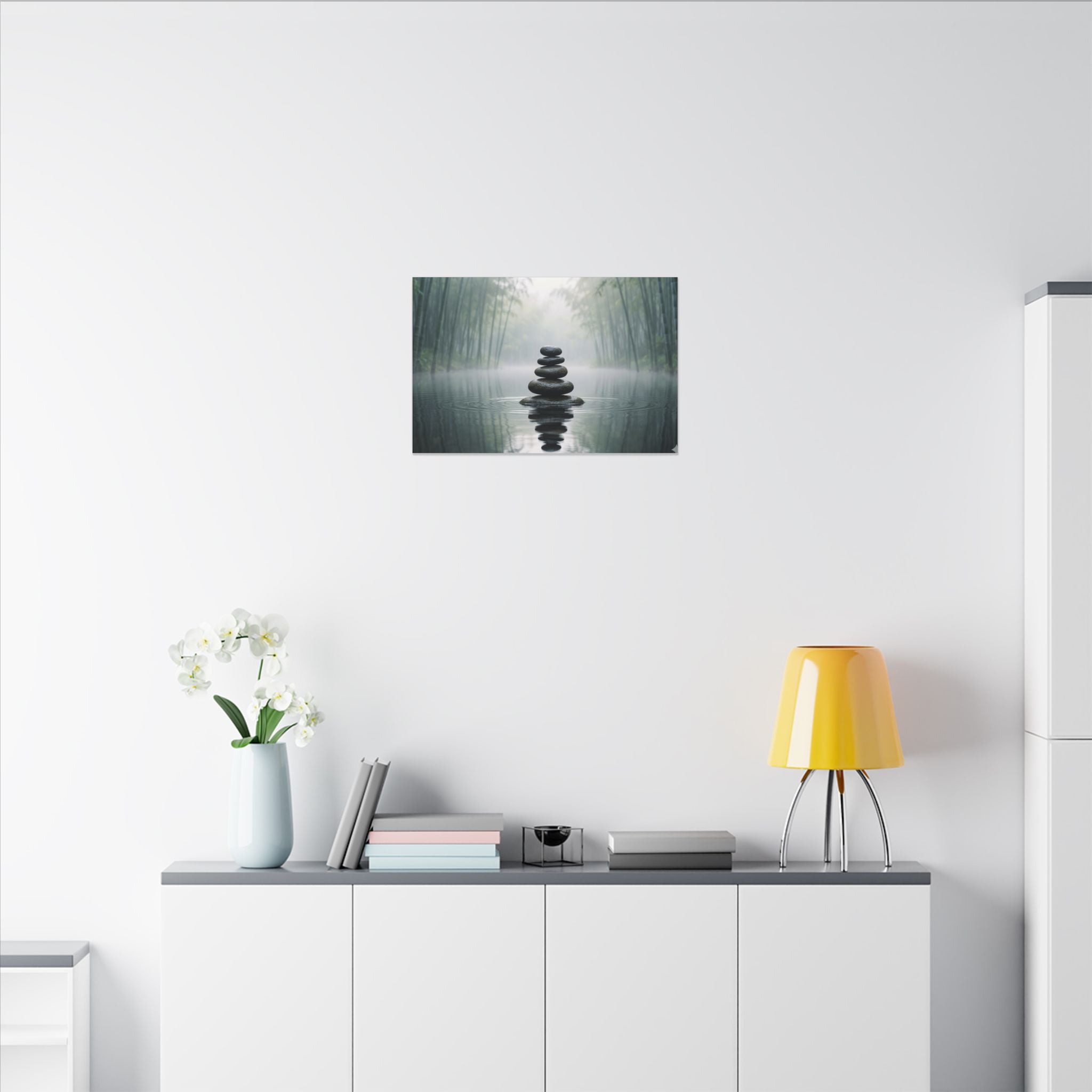 Zen Stones Canvas Wall Art - Meditation Print, Calm Water, Mindfulness Decor, Stretched Canvas
