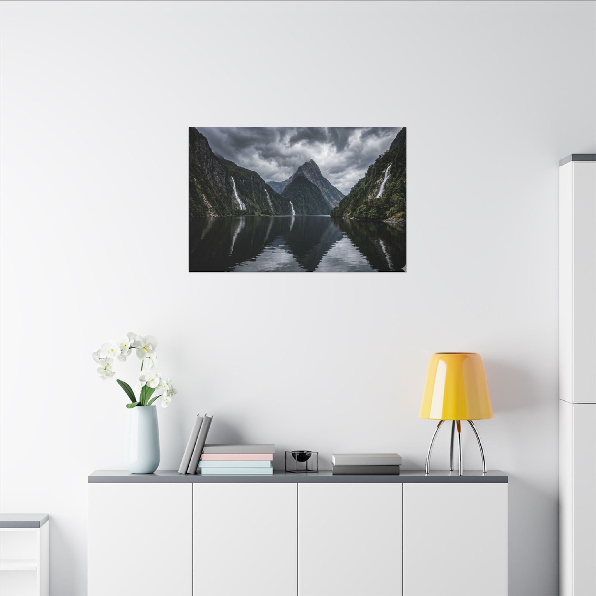 Milford Sound Canvas Wall Art - New Zealand Print, Mountain Fjord, Nature Photography, Stretched Canvas