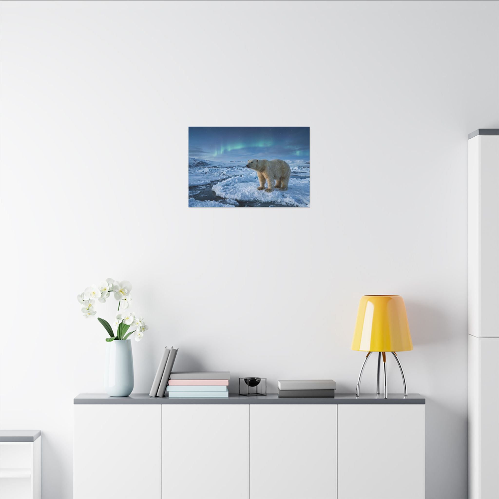 Polar Bear Canvas Wall Art - Arctic Wildlife Print, Snow Landscape, Nature Photography, Stretched Canvas