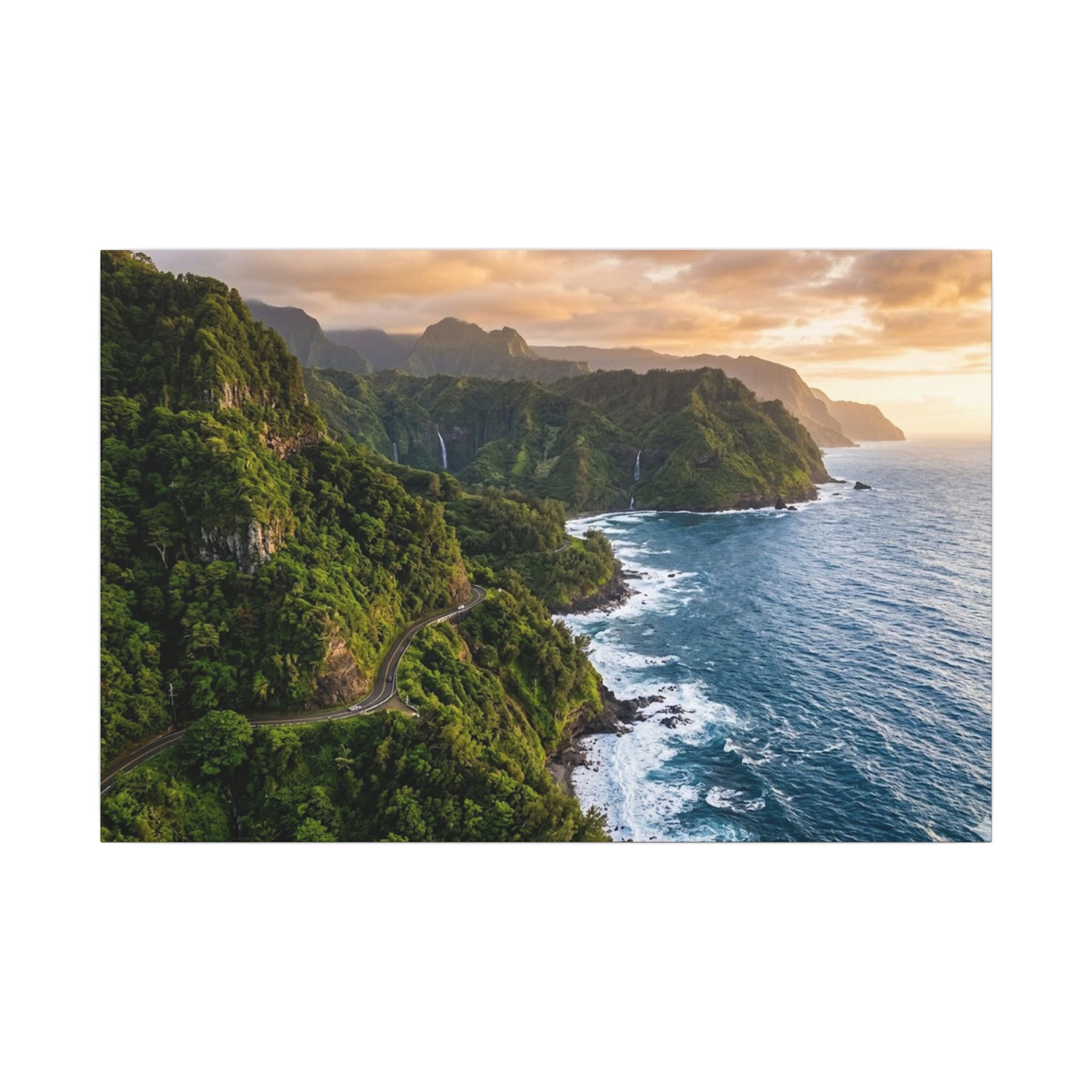 Maui Coast Canvas Wall Art - Road to Hana Print, Hawaii Landscape, Tropical Decor, Stretched Canvas