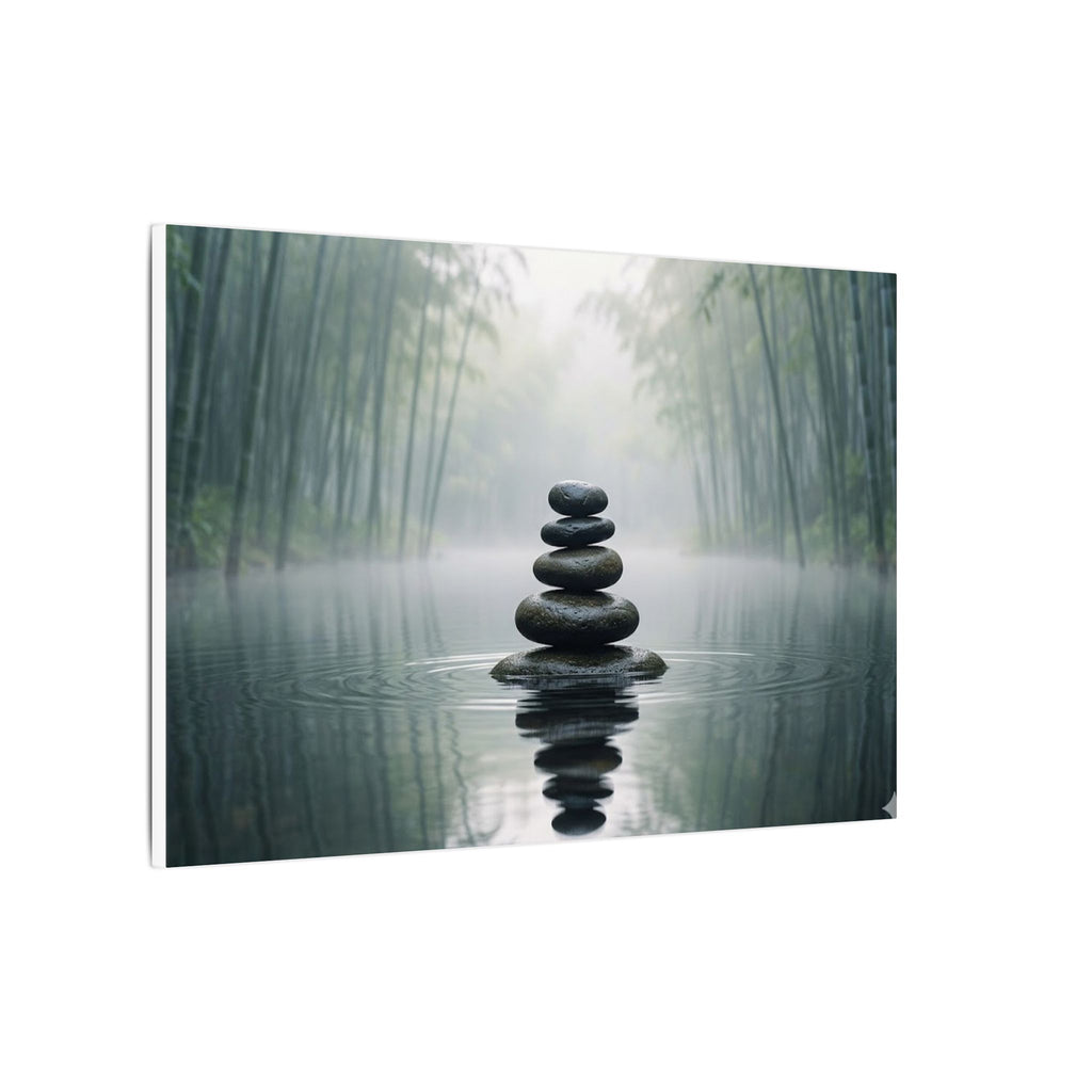 Zen Stones Canvas Wall Art - Meditation Print, Calm Water, Mindfulness Decor, Stretched Canvas