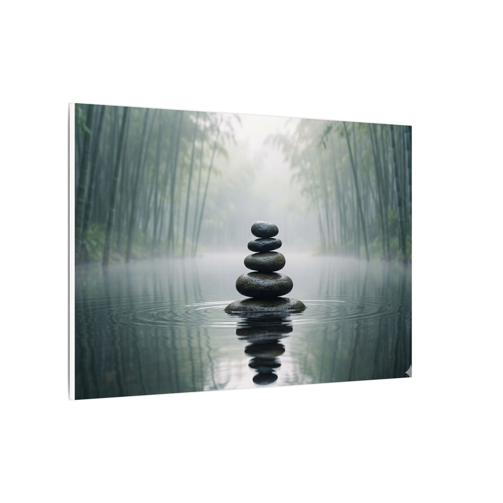 Zen Stones Canvas Wall Art - Meditation Print, Calm Water, Mindfulness Decor, Stretched Canvas