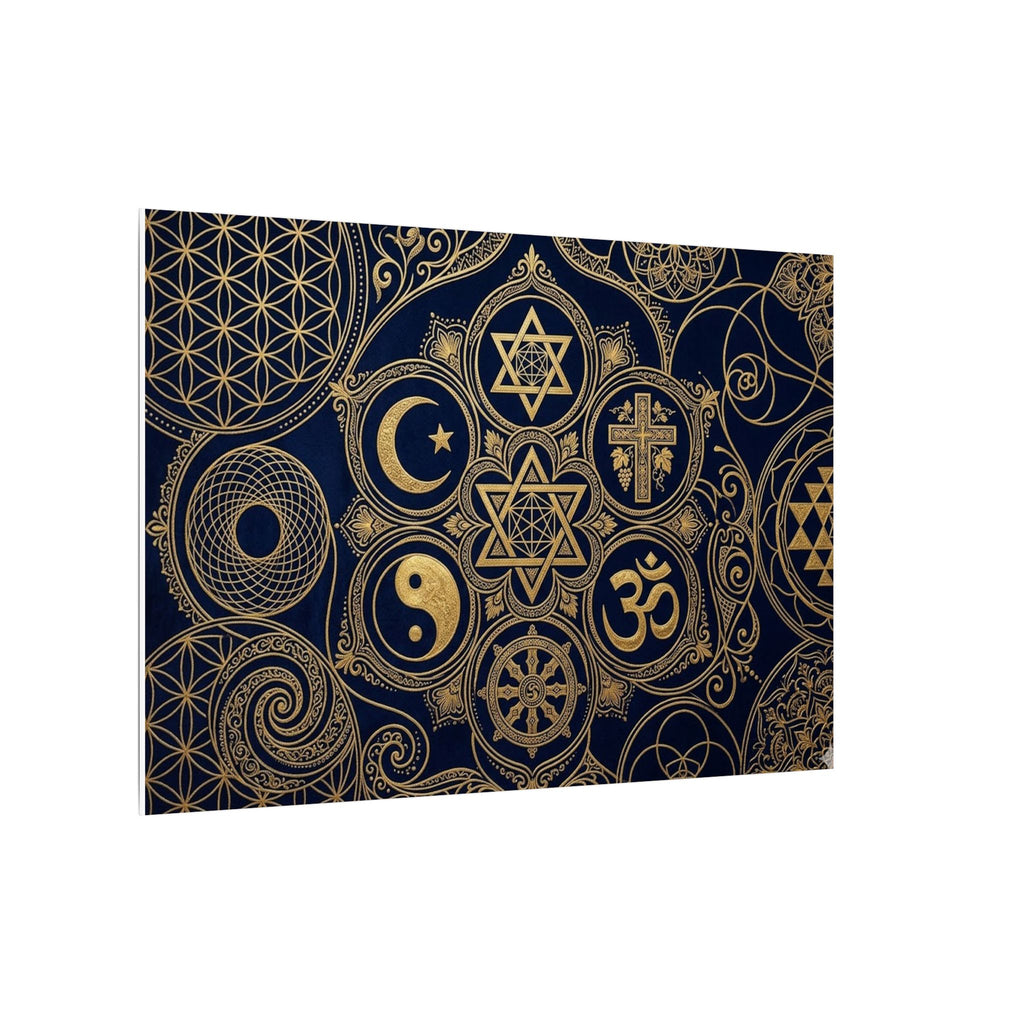 Sacred Symbols Canvas Wall Art - World Religions Print, Universal Peace, Spiritual Decor, Stretched Canvas