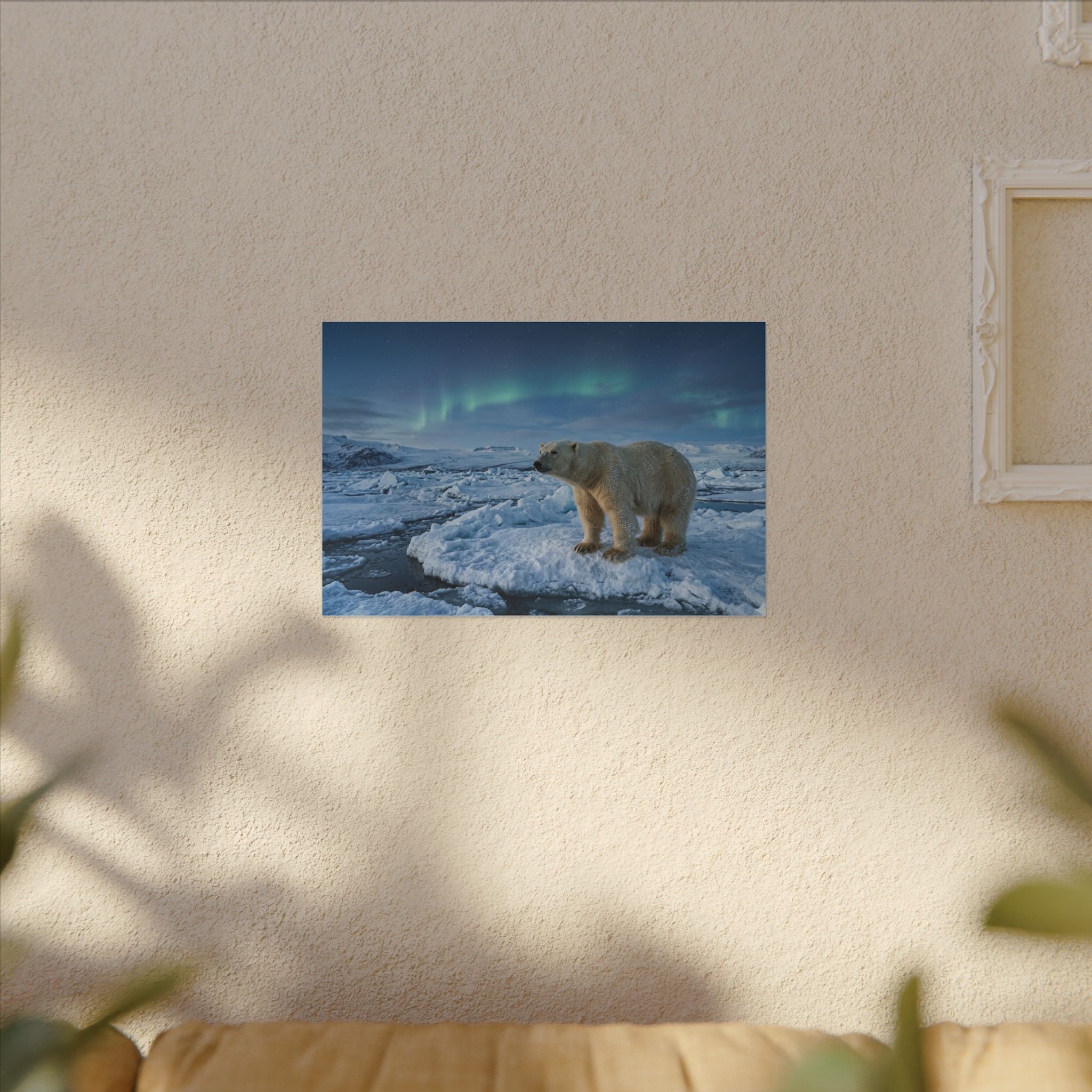 Polar Bear Canvas Wall Art - Arctic Wildlife Print, Snow Landscape, Nature Photography, Stretched Canvas