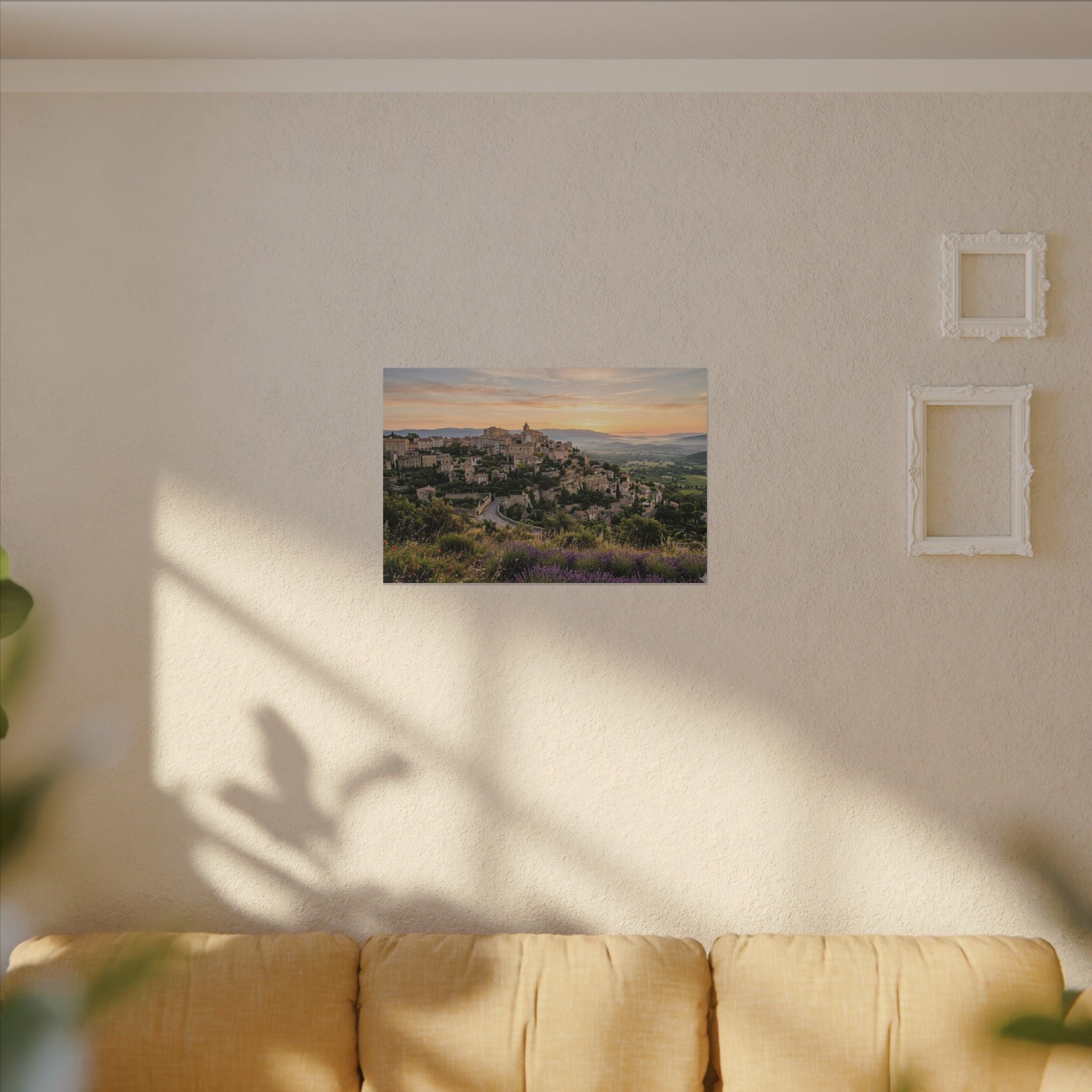 Provence Village Canvas Wall Art - French Countryside Print, Hilltop Town, European Decor, Stretched Canvas