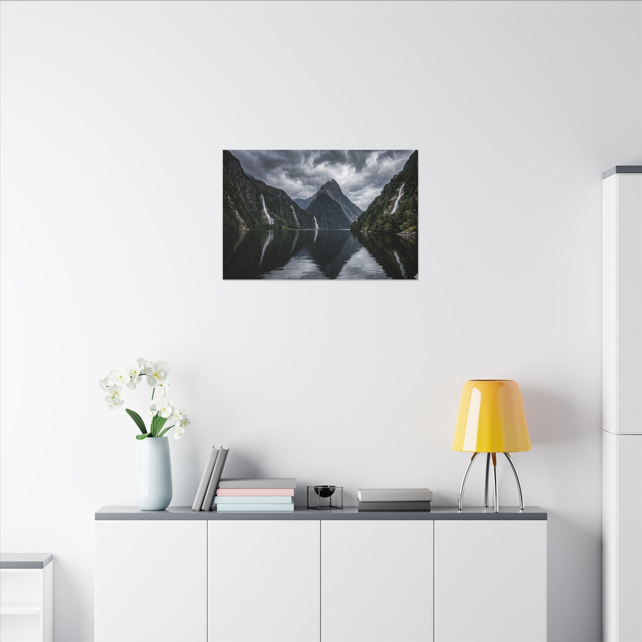Milford Sound Canvas Wall Art - New Zealand Print, Mountain Fjord, Nature Photography, Stretched Canvas